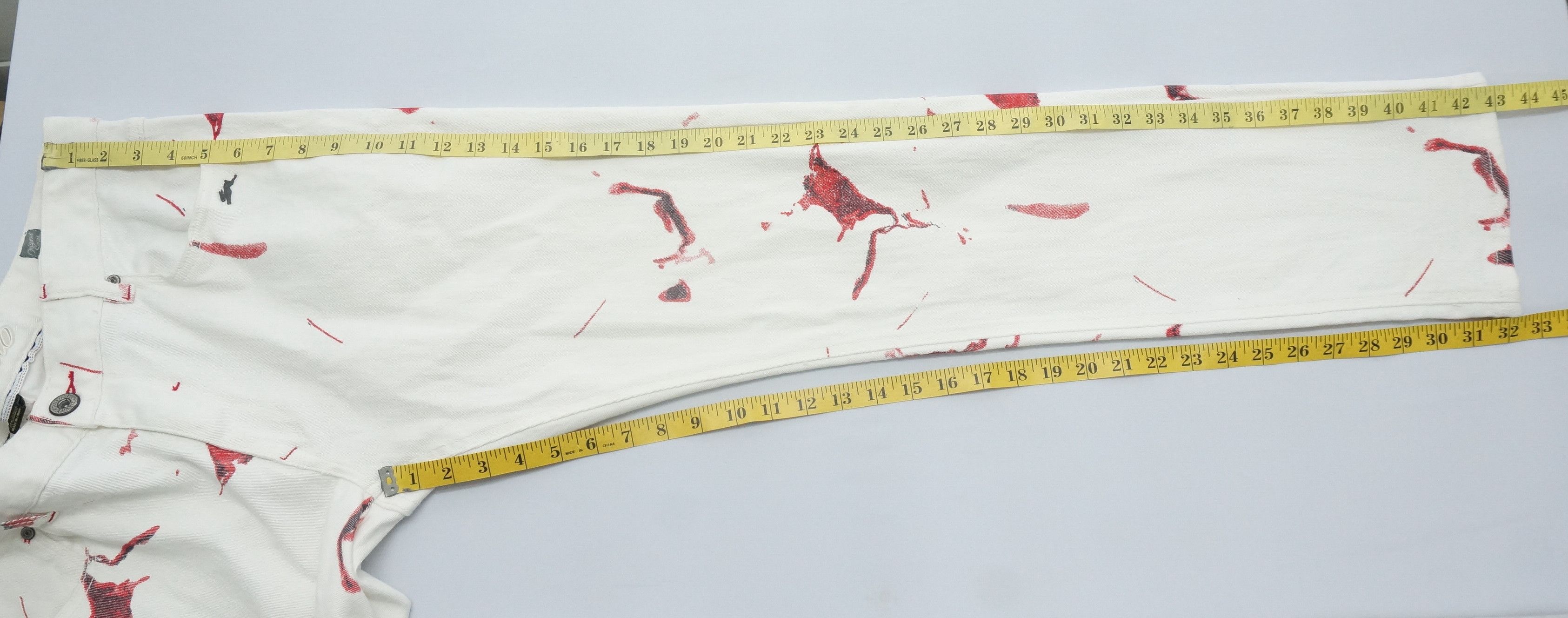 Other 🔥 Dope Bloodspill Printed 🔥 Design Offwhite jeans Size US 37 - 18 Thumbnail