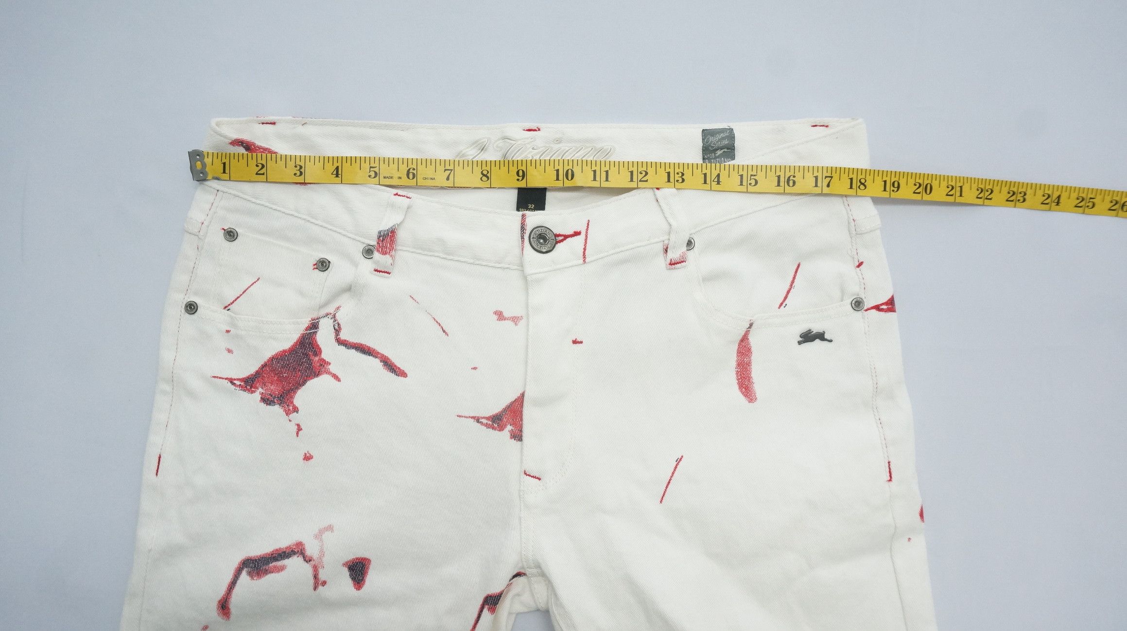Other 🔥 Dope Bloodspill Printed 🔥 Design Offwhite jeans Size US 37 - 16 Thumbnail