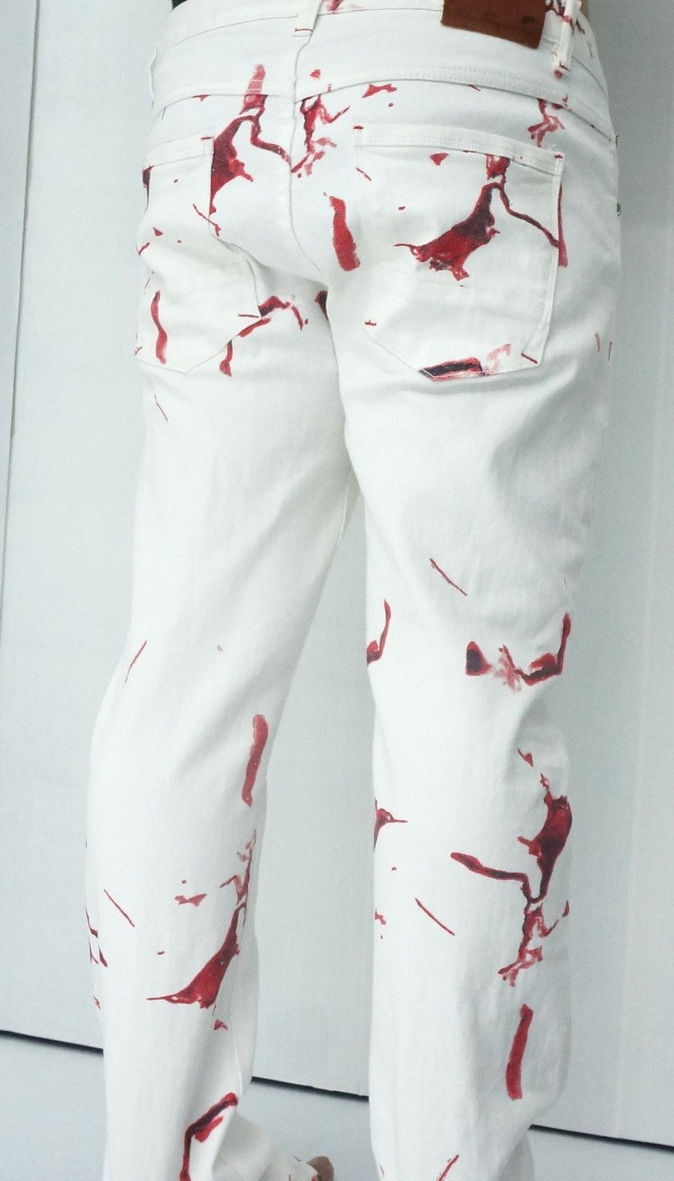 Other 🔥 Dope Bloodspill Printed 🔥 Design Offwhite jeans Size US 37 - 1 Thumbnail