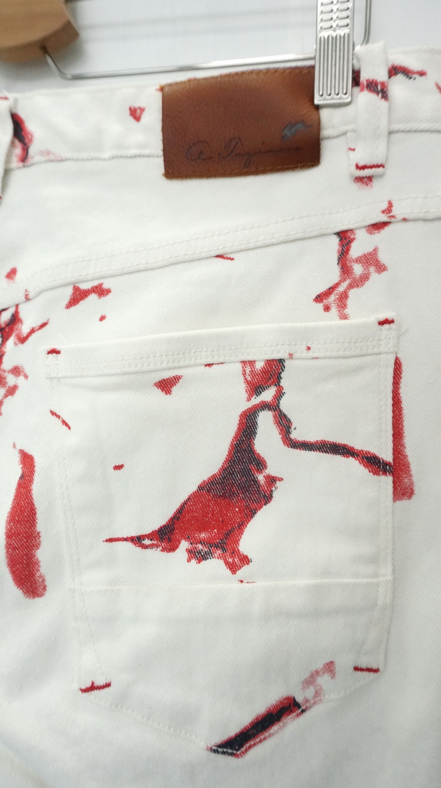 Other 🔥 Dope Bloodspill Printed 🔥 Design Offwhite jeans Size US 37 - 13 Thumbnail