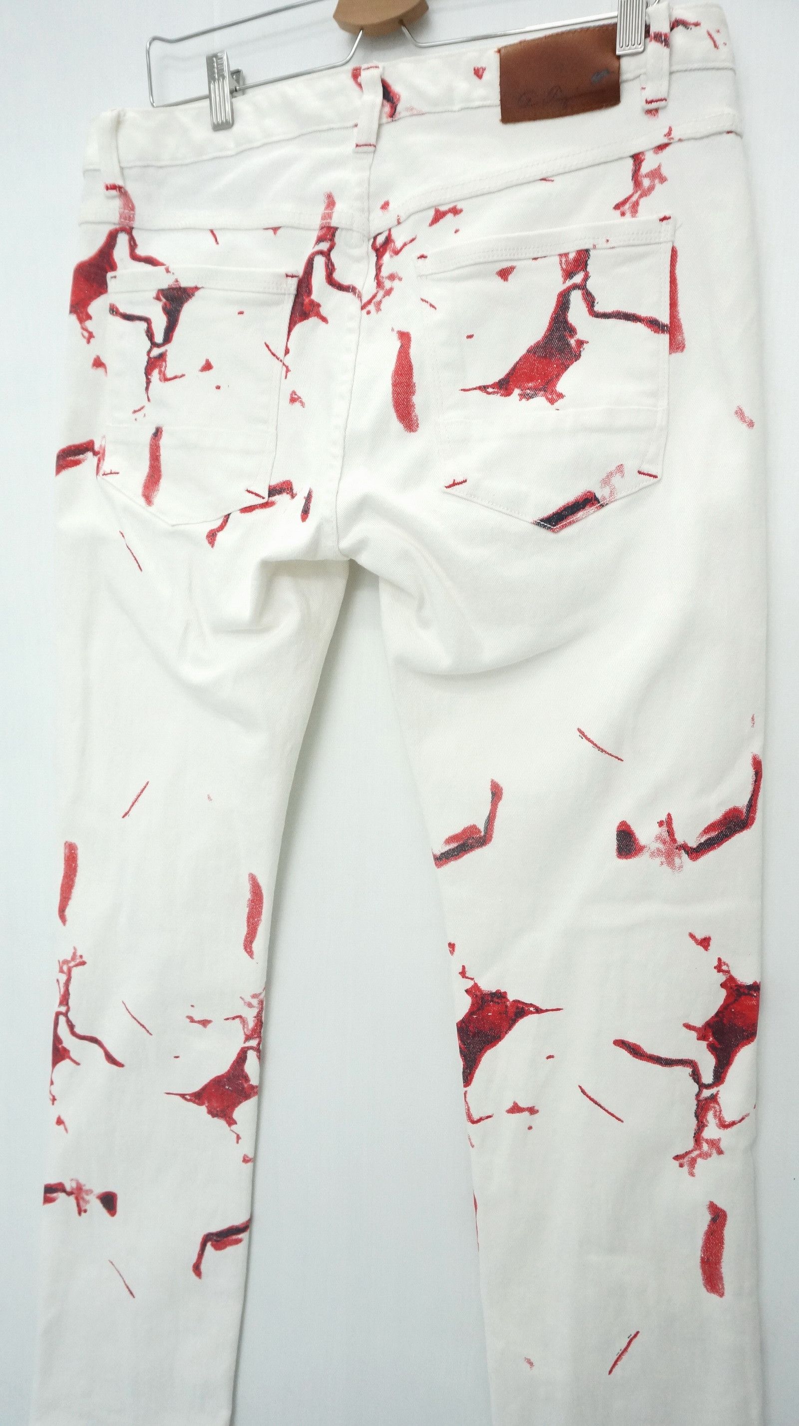 Other 🔥 Dope Bloodspill Printed 🔥 Design Offwhite jeans Size US 37 - 3 Thumbnail