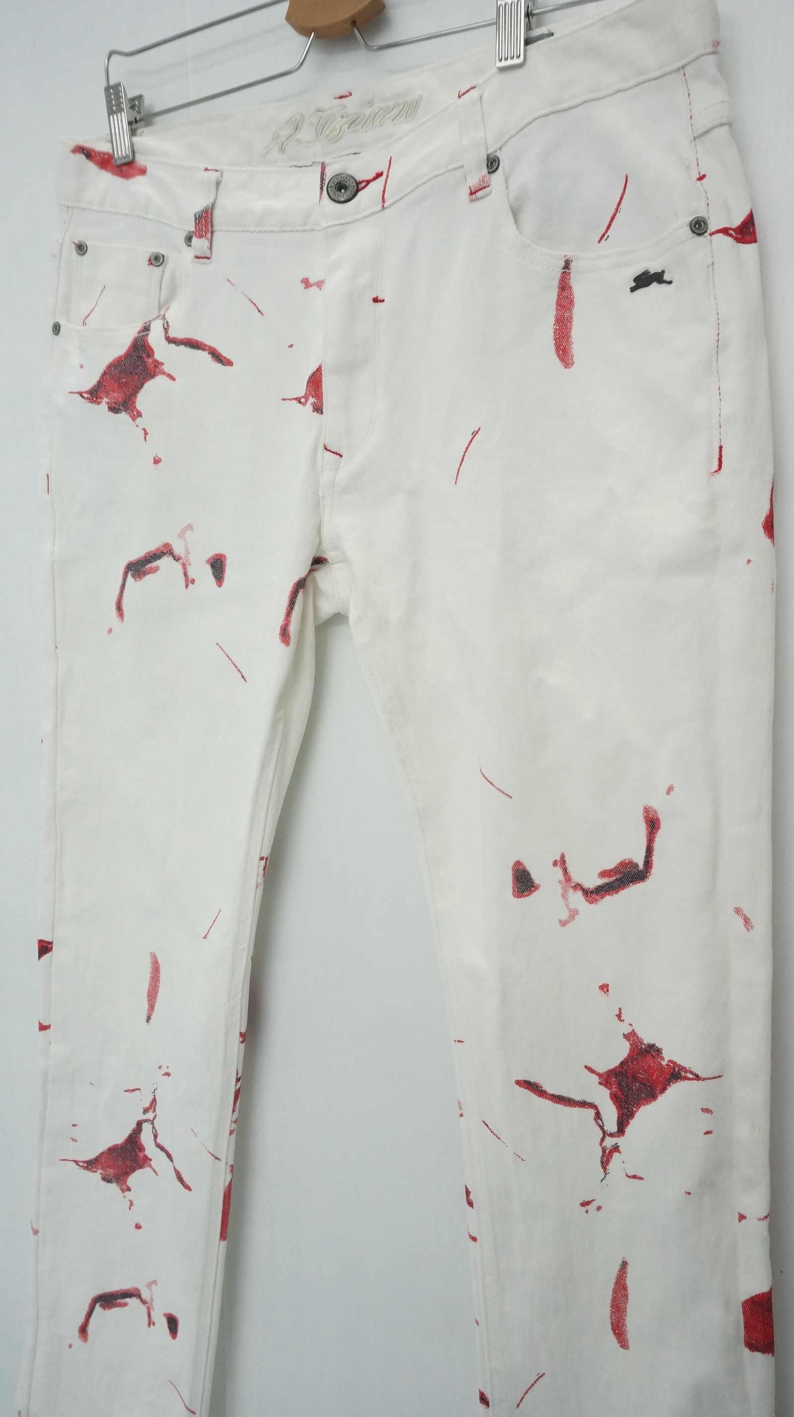 Other 🔥 Dope Bloodspill Printed 🔥 Design Offwhite jeans Size US 37 - 6 Thumbnail