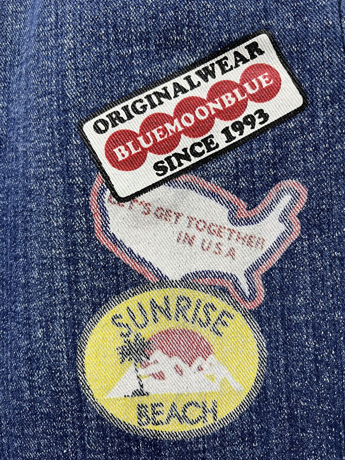 Moon Collective 🌙 BLUE MOON BLUE Embroidered Printed Patches Low Rise Slim Size 30" / US 8 / IT 44 - 8 Thumbnail