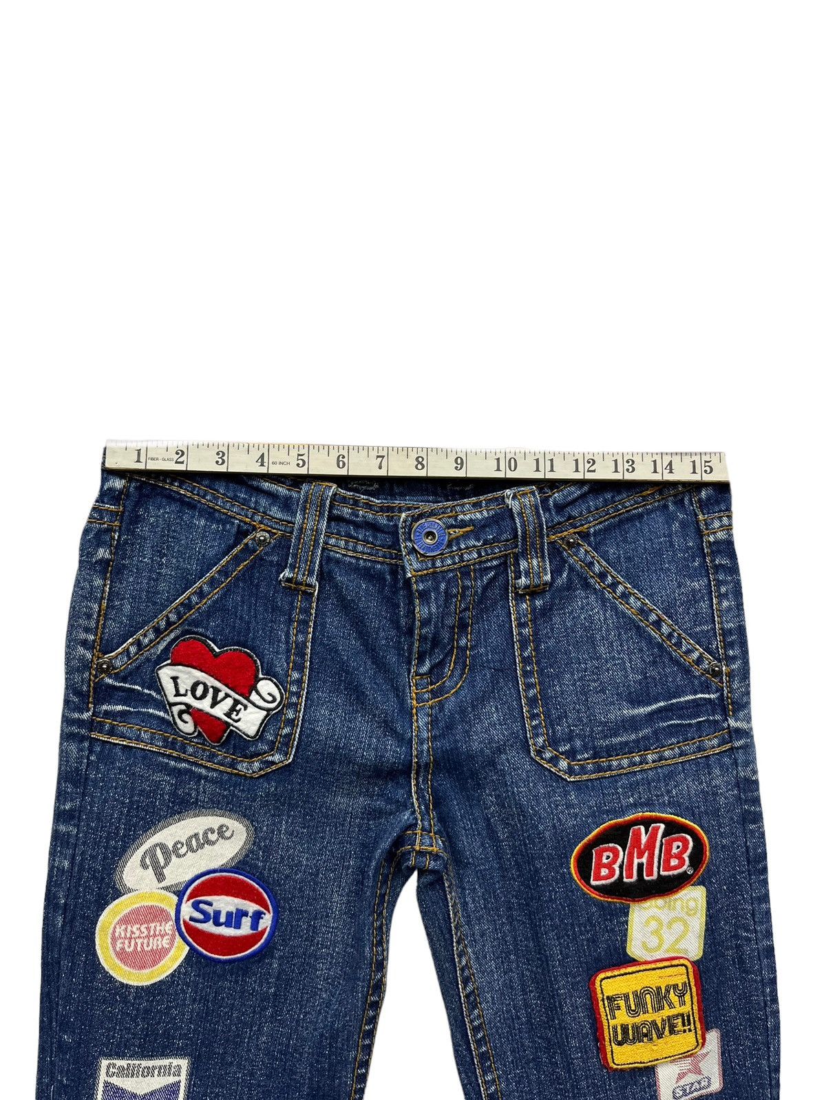 Moon Collective 🌙 BLUE MOON BLUE Embroidered Printed Patches Low Rise Slim Size 30" / US 8 / IT 44 - 15 Thumbnail
