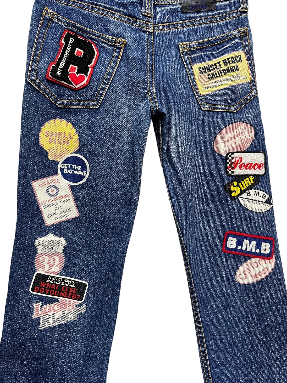 Moon Collective 🌙 BLUE MOON BLUE Embroidered Printed Patches Low Rise Slim Size 30" / US 8 / IT 44 - 9 Thumbnail