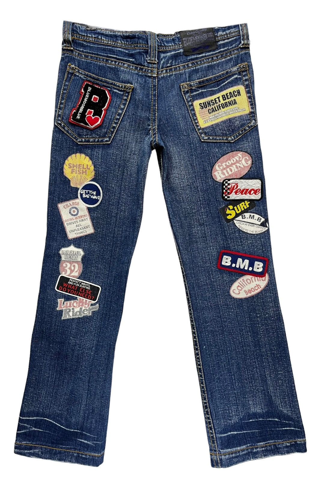 Moon Collective 🌙 BLUE MOON BLUE Embroidered Printed Patches Low Rise Slim Size 30" / US 8 / IT 44 - 10 Thumbnail