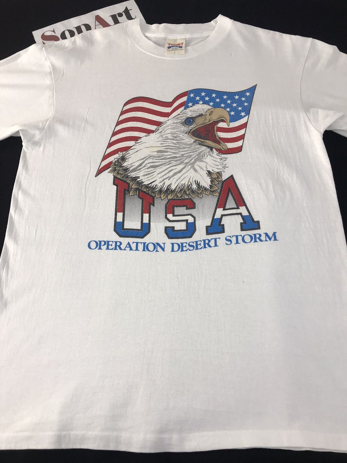 Vintage Vintage Usa Operation Desert Storm Big Logo Eagle Tee Size US L / EU 52-54 / 3 - 3 Thumbnail