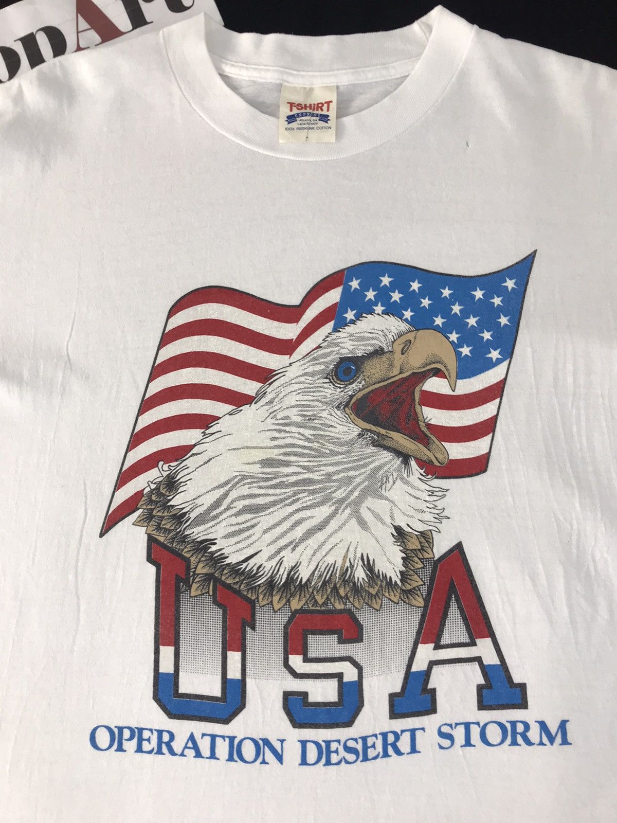Vintage Vintage Usa Operation Desert Storm Big Logo Eagle Tee Size US L / EU 52-54 / 3 - 4 Thumbnail