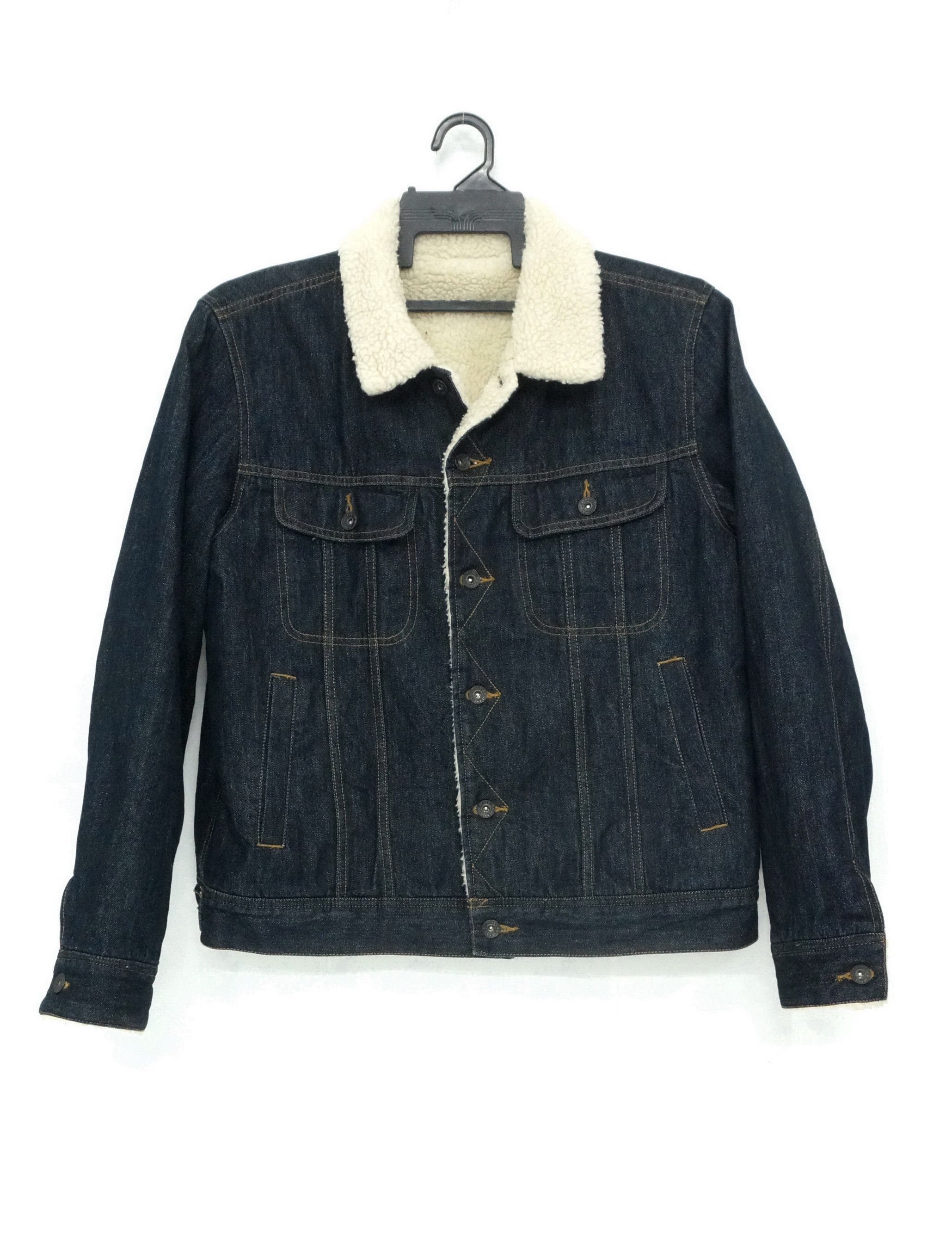 Japanese Brand 🔥🇯🇵 Japan GU Sherpa Indigo Denim Jacket Size US M / EU 48-50 / 2 - 1 Thumbnail
