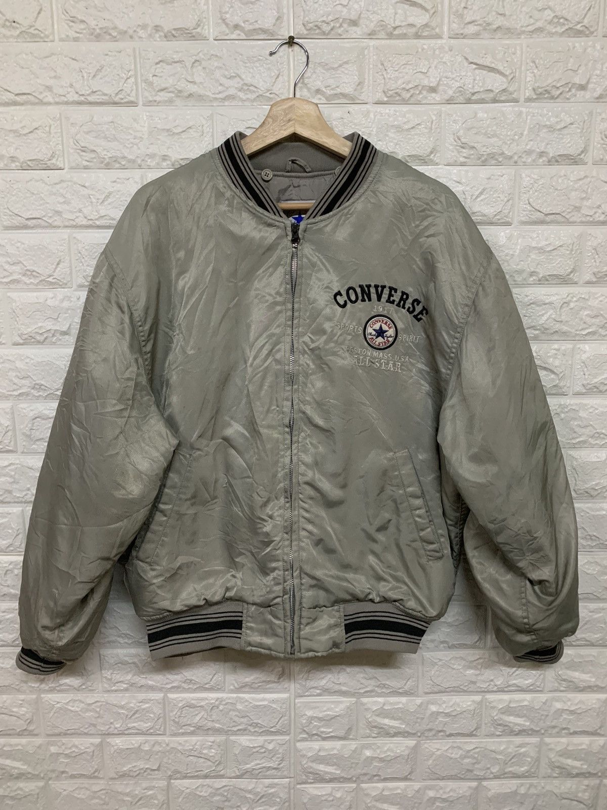 Converse × Vintage Vintage Converse All Star Bomber Jacket Size US XL / EU 56 / 4 - 2 Thumbnail