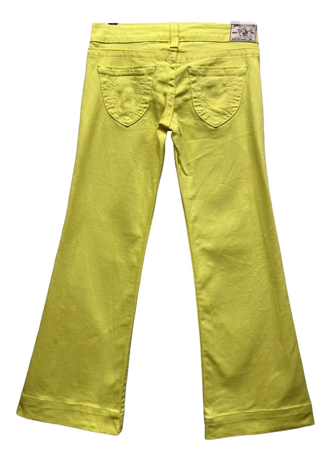 True Religion 🔥SICK YELLOW T RELIGION DISCO CANDICE Crystal Button Flared Size 29" - 3 Thumbnail