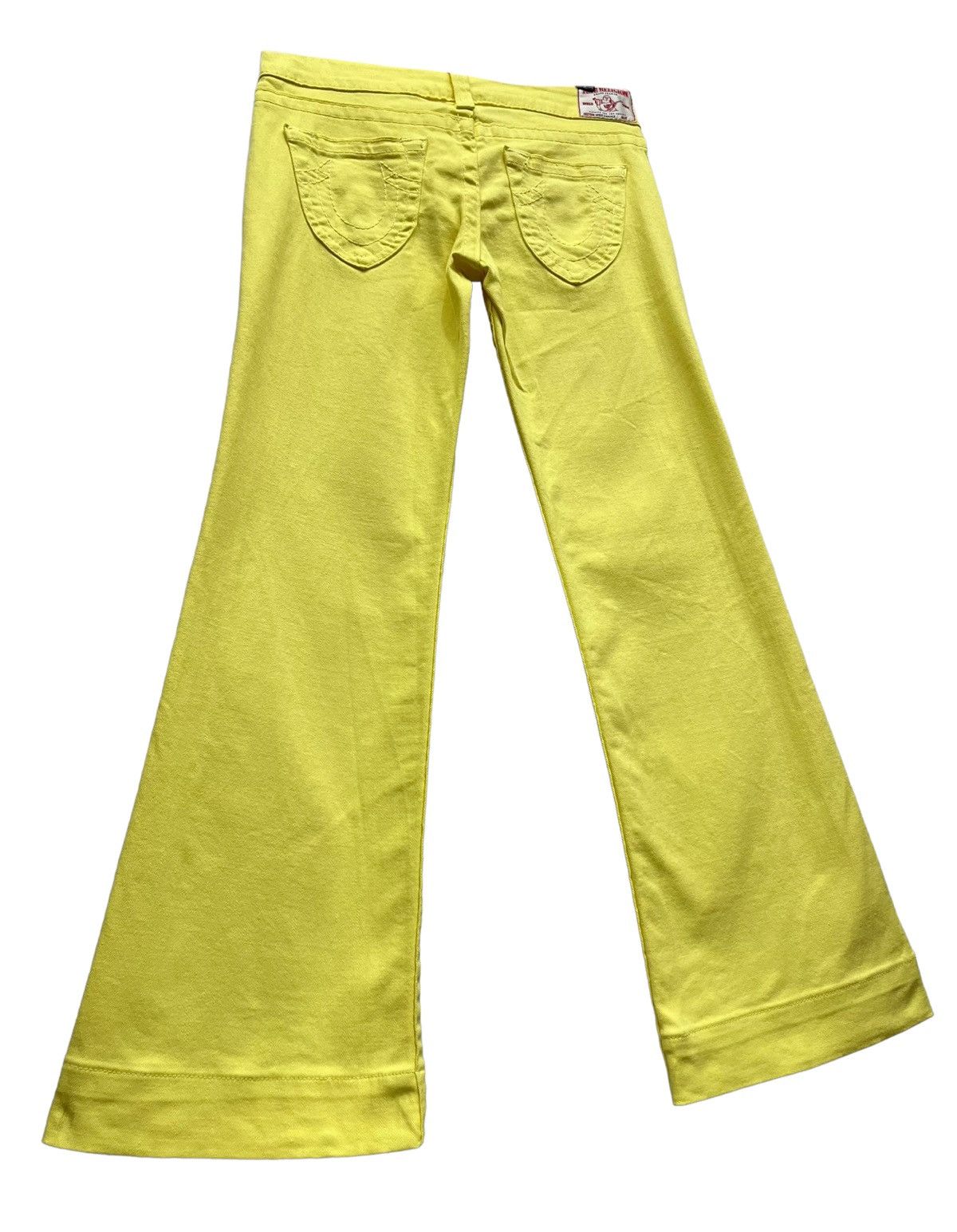 True Religion 🔥SICK YELLOW T RELIGION DISCO CANDICE Crystal Button Flared Size 29" - 1 Thumbnail