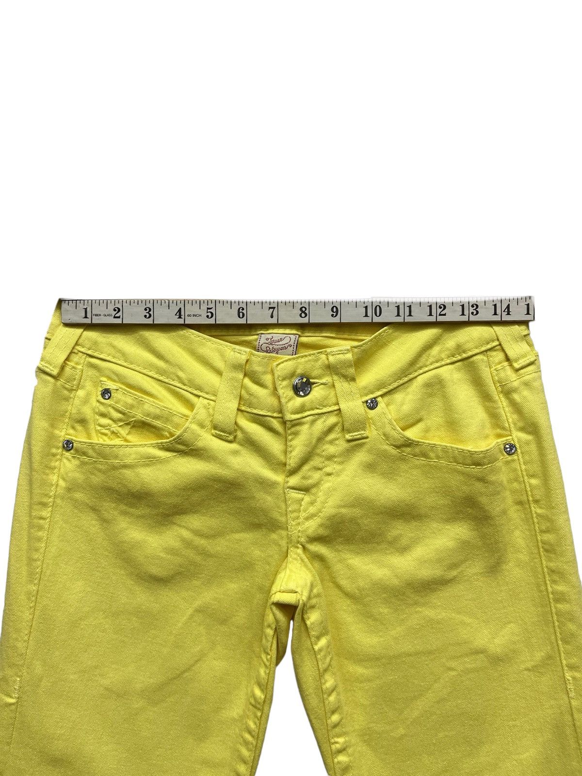 True Religion 🔥SICK YELLOW T RELIGION DISCO CANDICE Crystal Button Flared Size 29" - 14 Thumbnail
