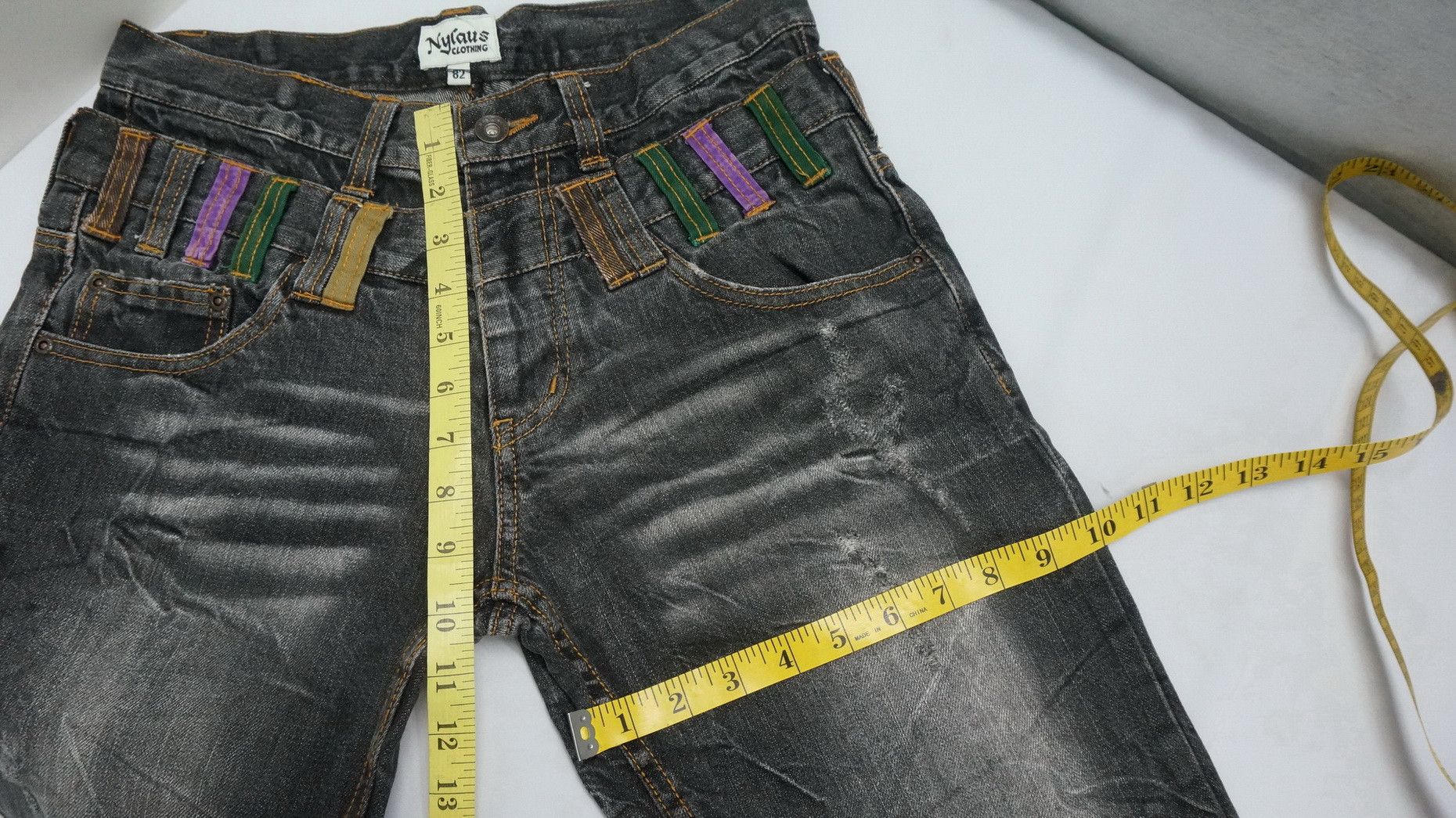 Japanese Brand 🔥 NYLAUS FADED Acid Distressed Double Waist Jeans Size US 30 / EU 46 - 12 Thumbnail