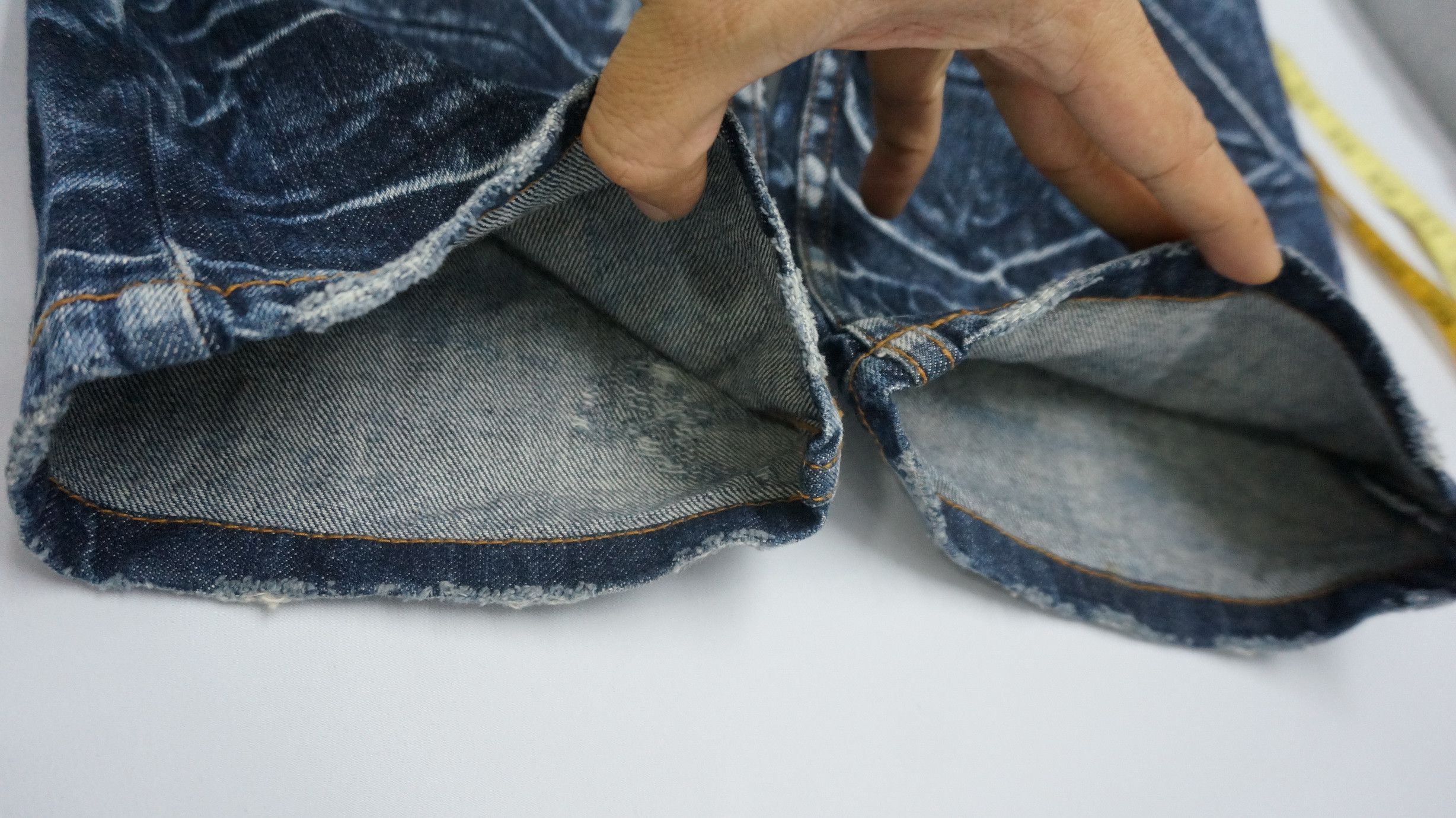 Japanese Brand NYLAUS DARK BLUE Acid Wash Distressed Double Waist Jeans Size US 31 - 19 Thumbnail