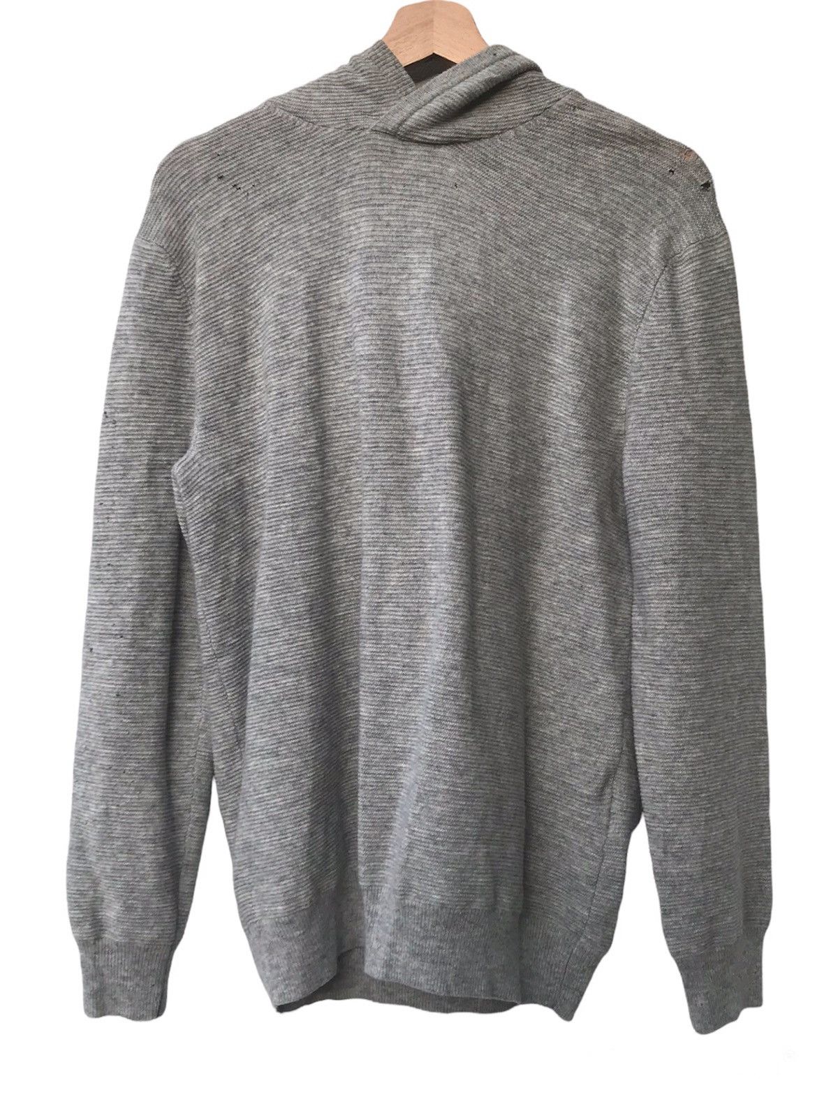 image of Cashmere Wool x United Arrows Distressed Wool & Cashmere Hoodie Sweater in Grey, Men's (Size Small)