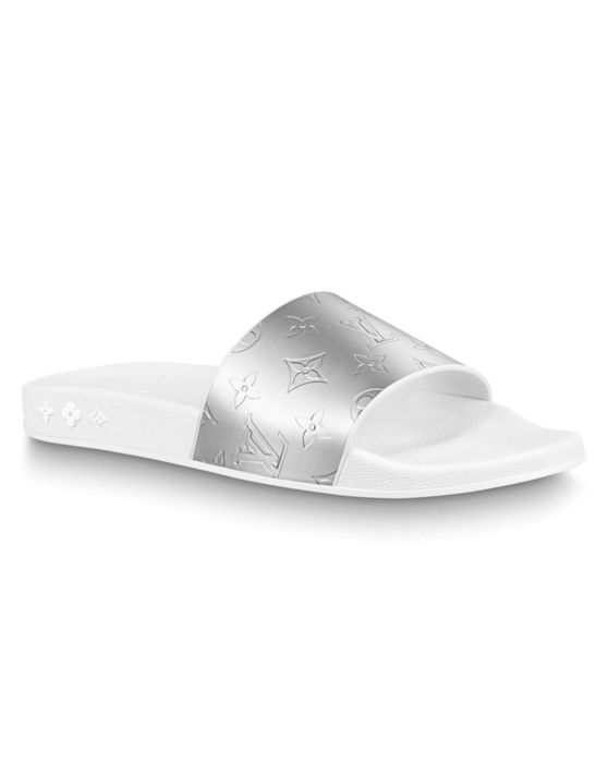 Louis Vuitton, Shoes, Louis Vuitton Lv Waterfront Mules Slides White And  Silver
