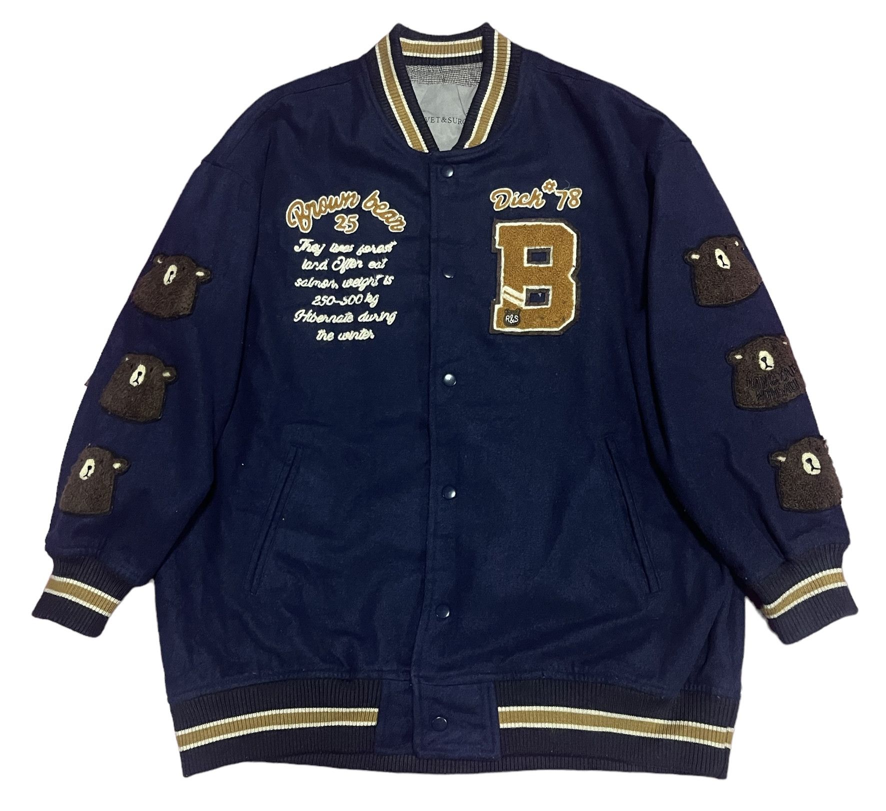 image of Varsity Jacket x Vintage Rivet&surge Versity Jacket Wool Japan in Blue, Men's (Size Large)