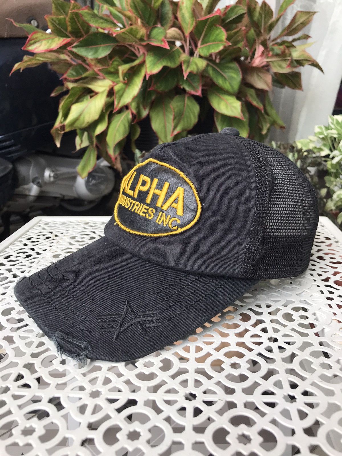 Alpha Industries × Vintage 🔥Distressed Alpha Industries X Trucker Cap Hat Size ONE SIZE - 4 Thumbnail