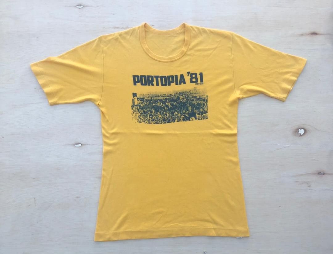 image of Vintage Tee Portopia 81 ( A 14 ) in Yellow, Men's (Size Medium)