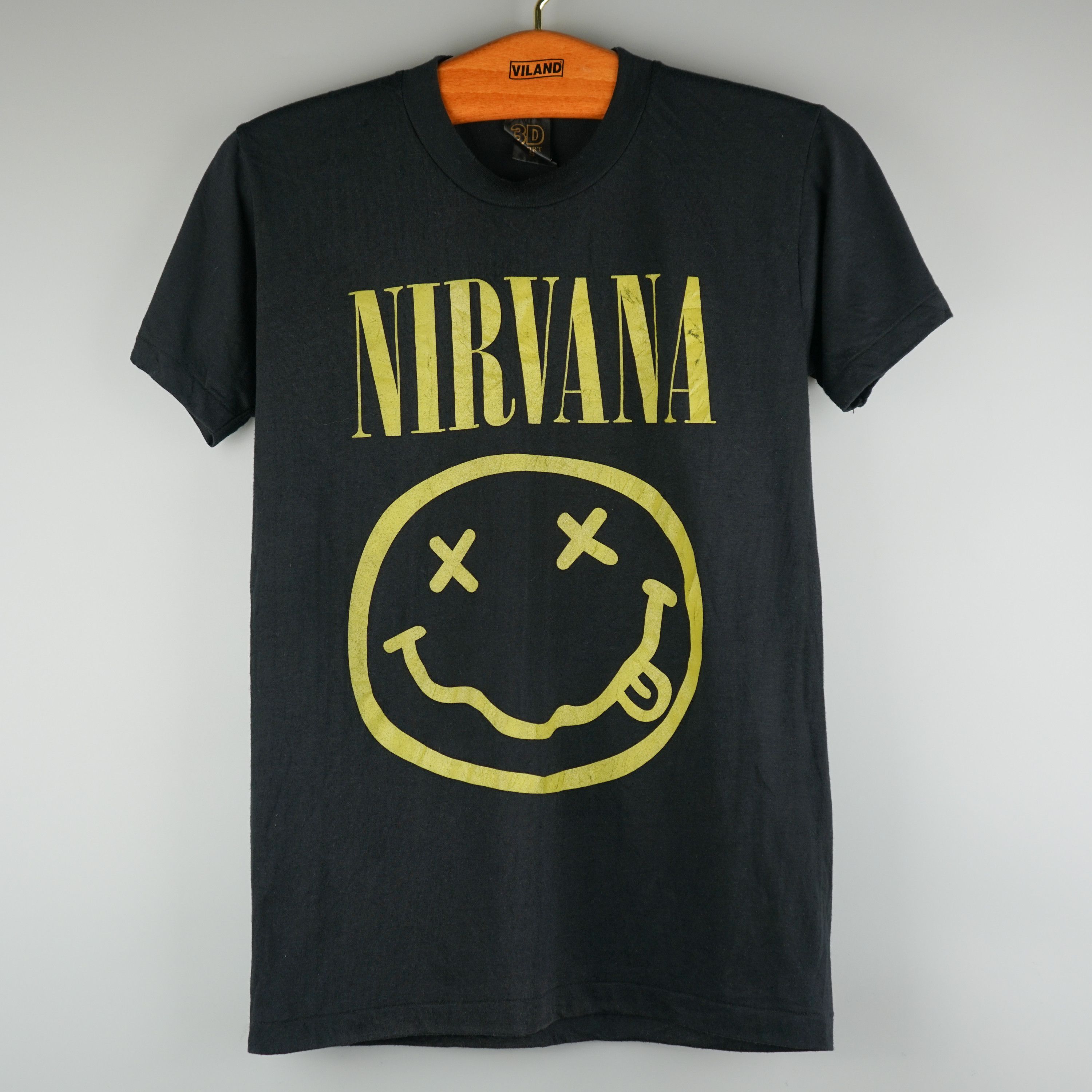 image of Band Tees x Nirvana 1990S Nirvana Smiley T-Shirt Single Stitch in Black, Men's (Size Small)