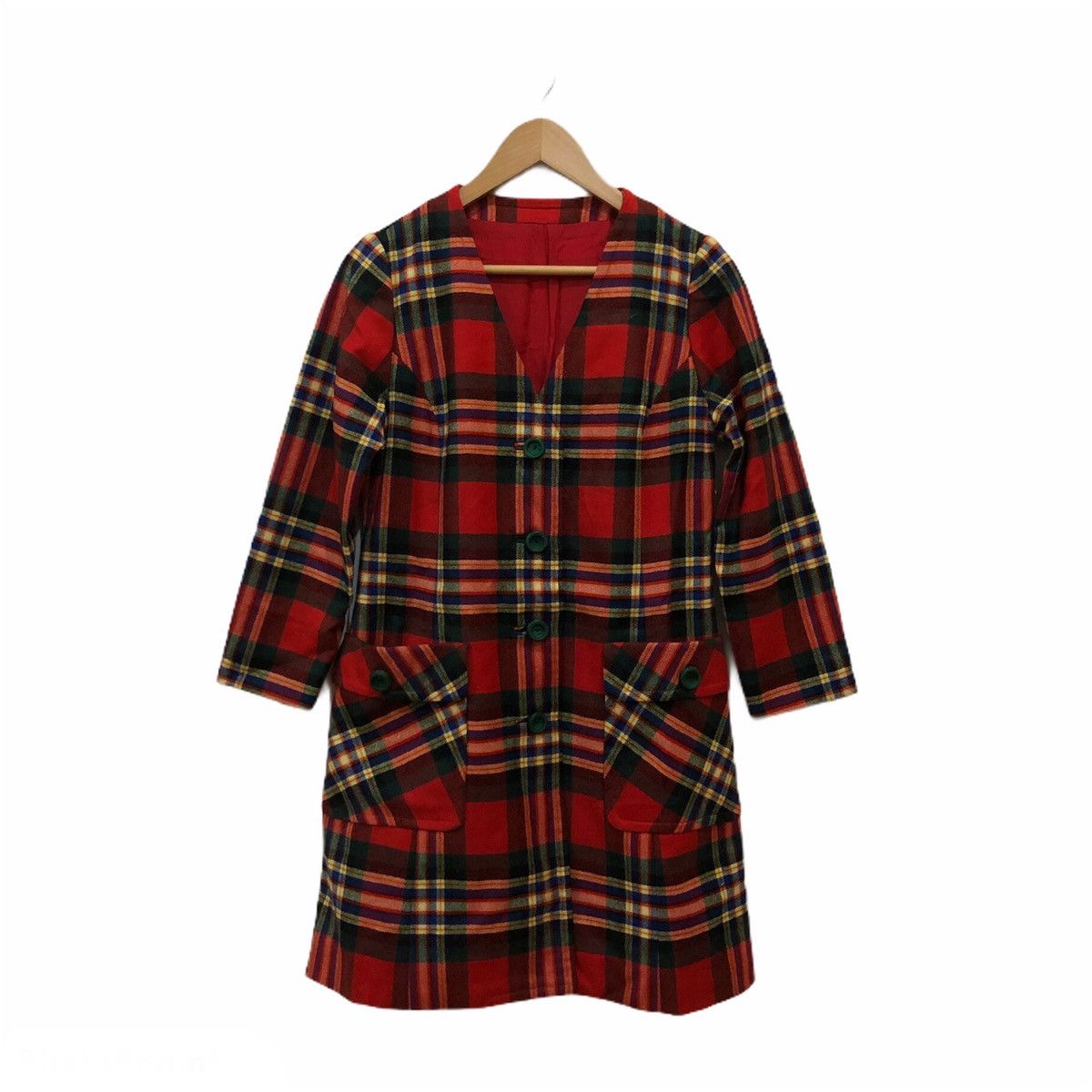 Japanese Brand Red Tartan Design Punk Long Coat Size US S / EU 44-46 / 1 - 1 Thumbnail