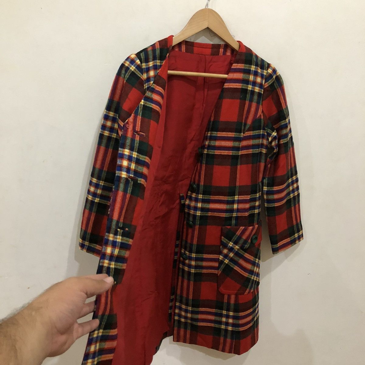 Japanese Brand Red Tartan Design Punk Long Coat Size US S / EU 44-46 / 1 - 8 Thumbnail