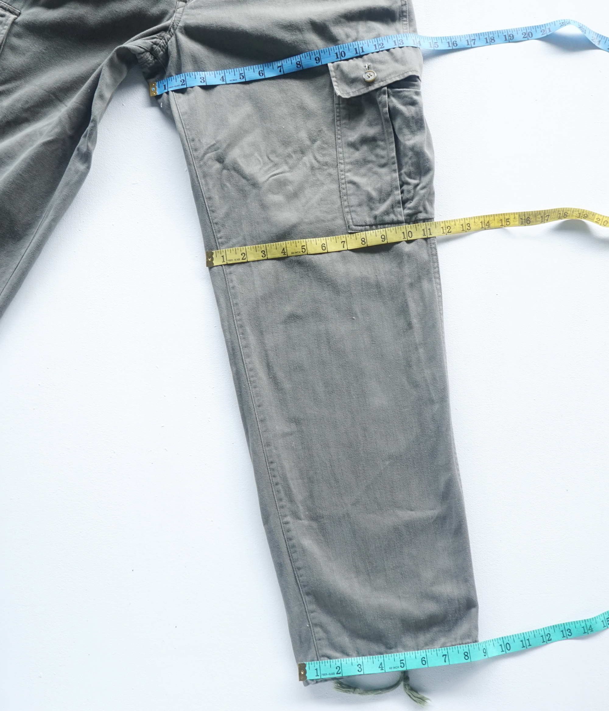 Japanese Brand Army Green Drawstring Baggy Cargo Pants Size US 33 - 12 Thumbnail