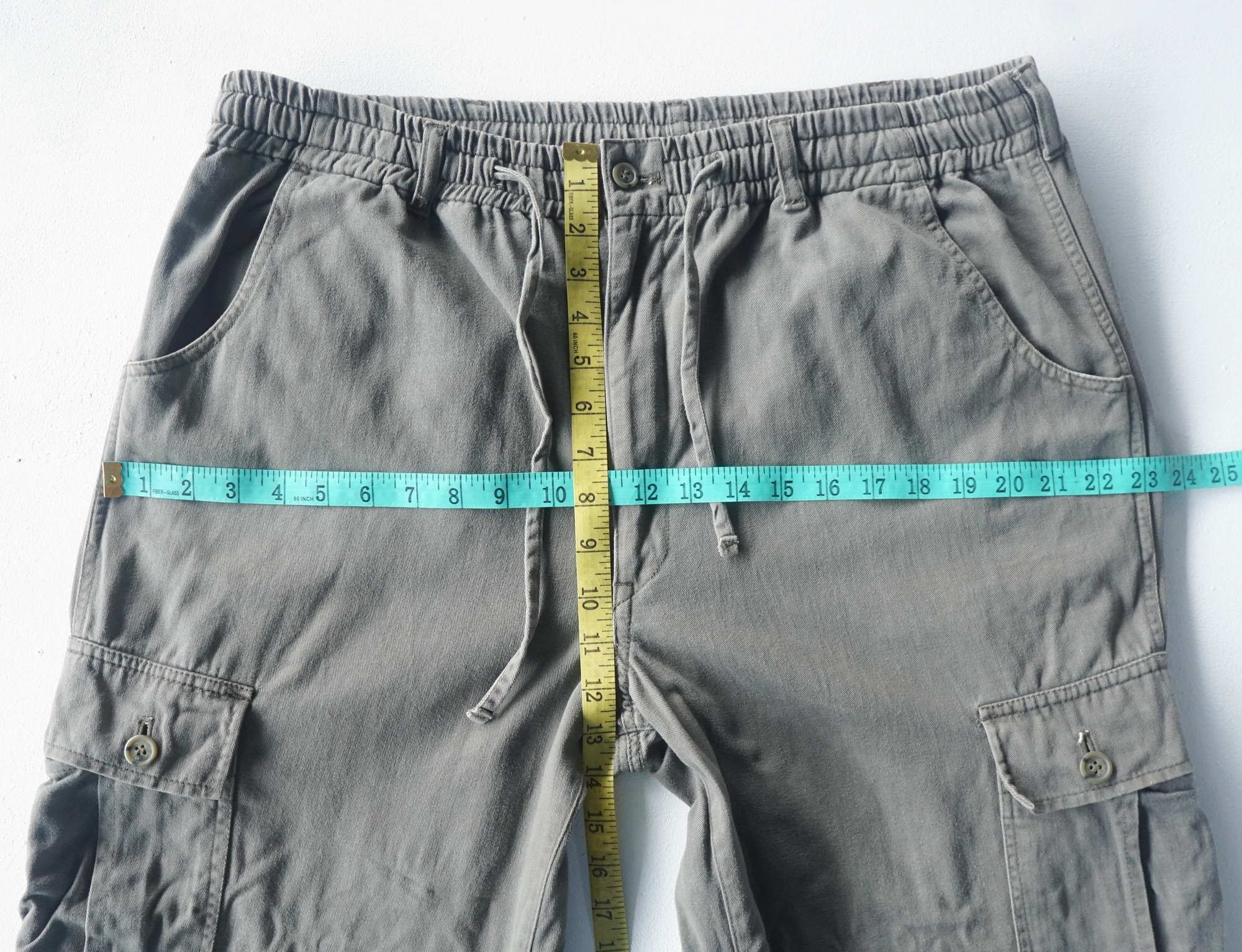 Japanese Brand Army Green Drawstring Baggy Cargo Pants Size US 33 - 11 Thumbnail