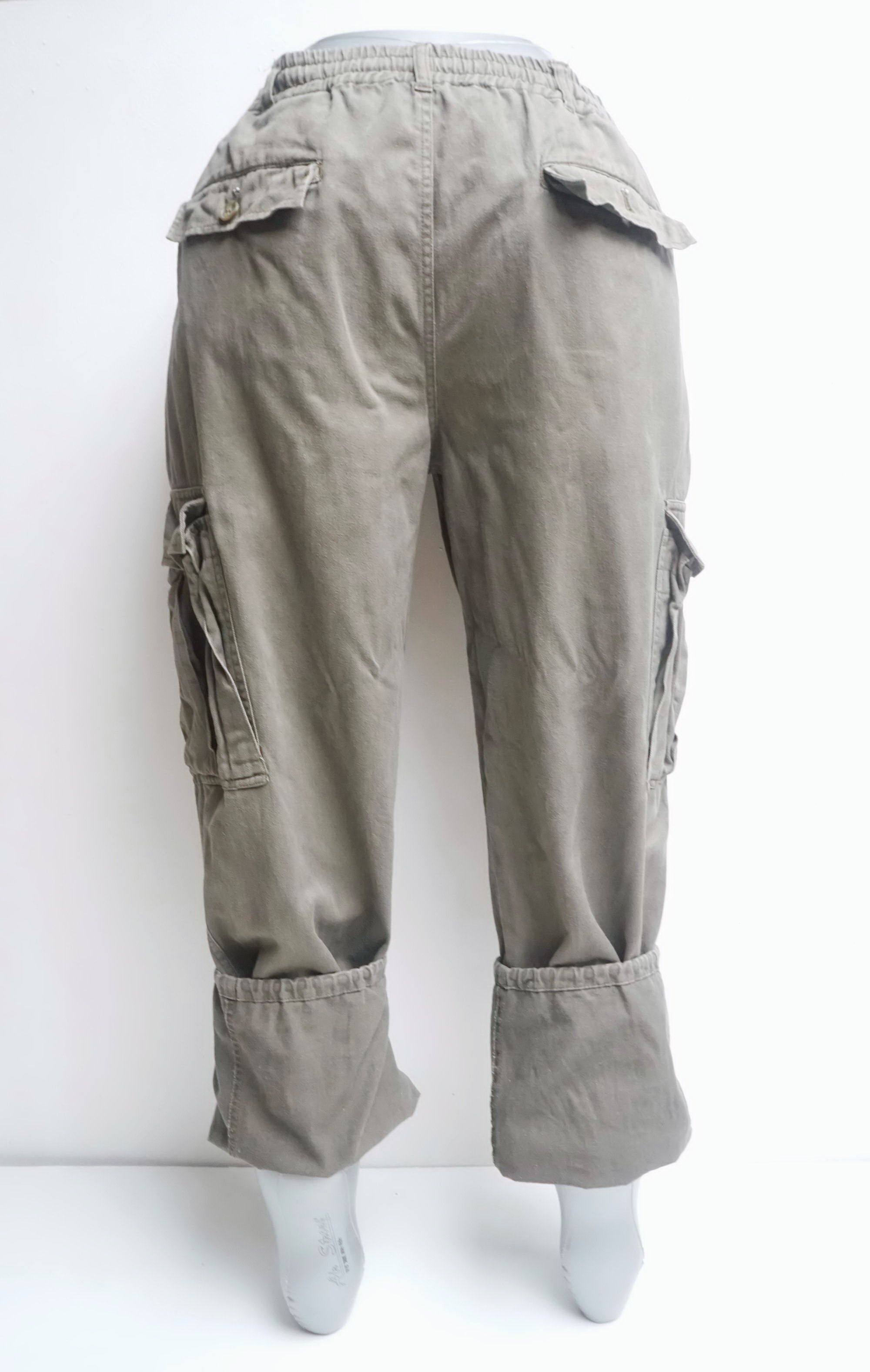 Japanese Brand Army Green Drawstring Baggy Cargo Pants Size US 33 - 4 Thumbnail