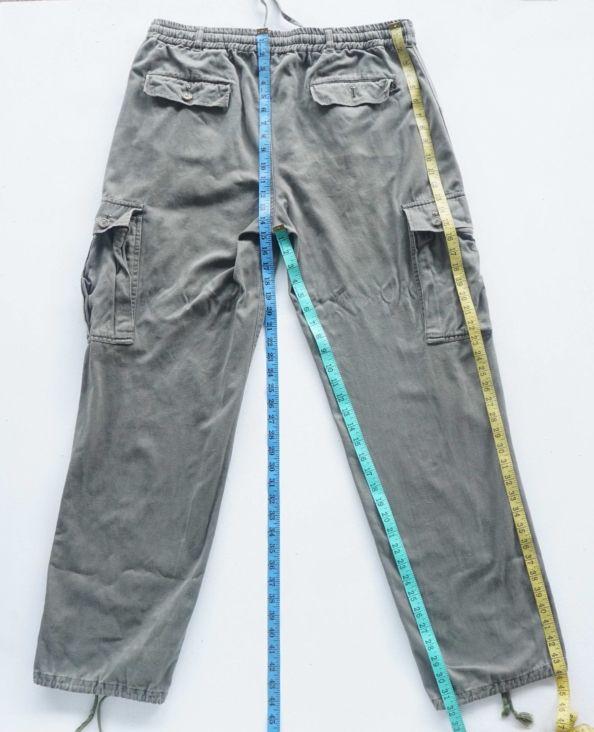 Japanese Brand Army Green Drawstring Baggy Cargo Pants Size US 33 - 13 Thumbnail