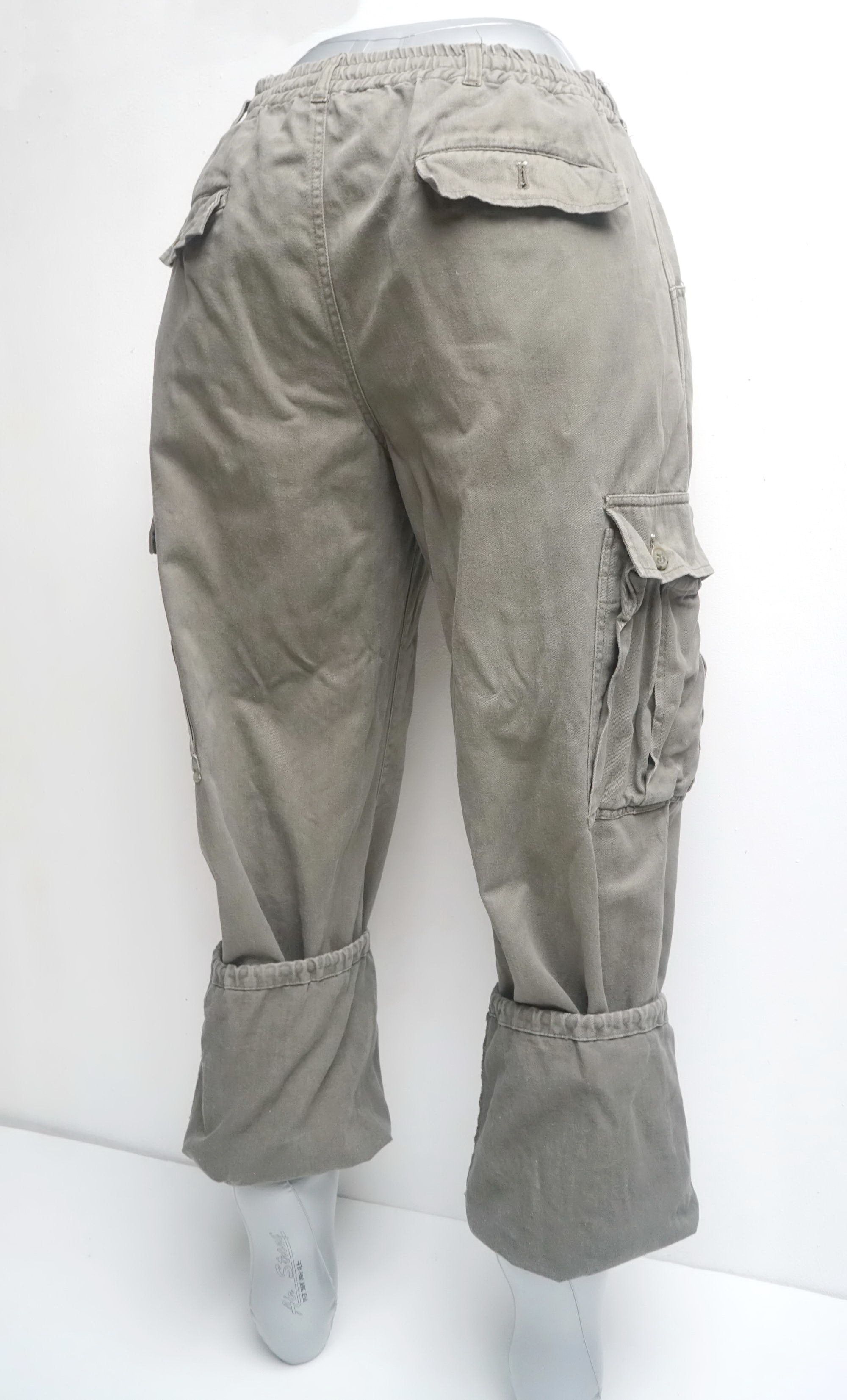 Japanese Brand Army Green Drawstring Baggy Cargo Pants Size US 33 - 15 Thumbnail