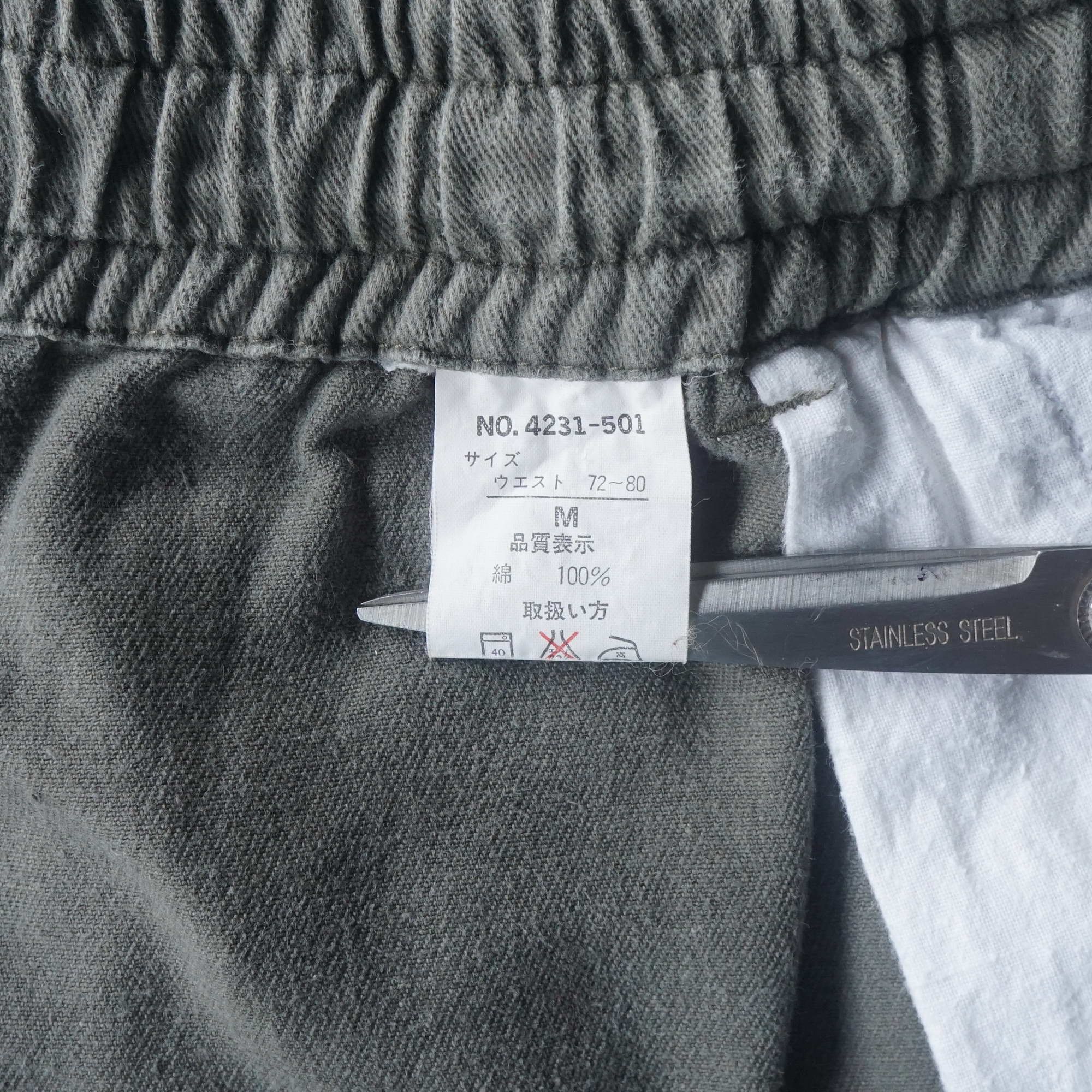 Japanese Brand Army Green Drawstring Baggy Cargo Pants Size US 33 - 8 Thumbnail