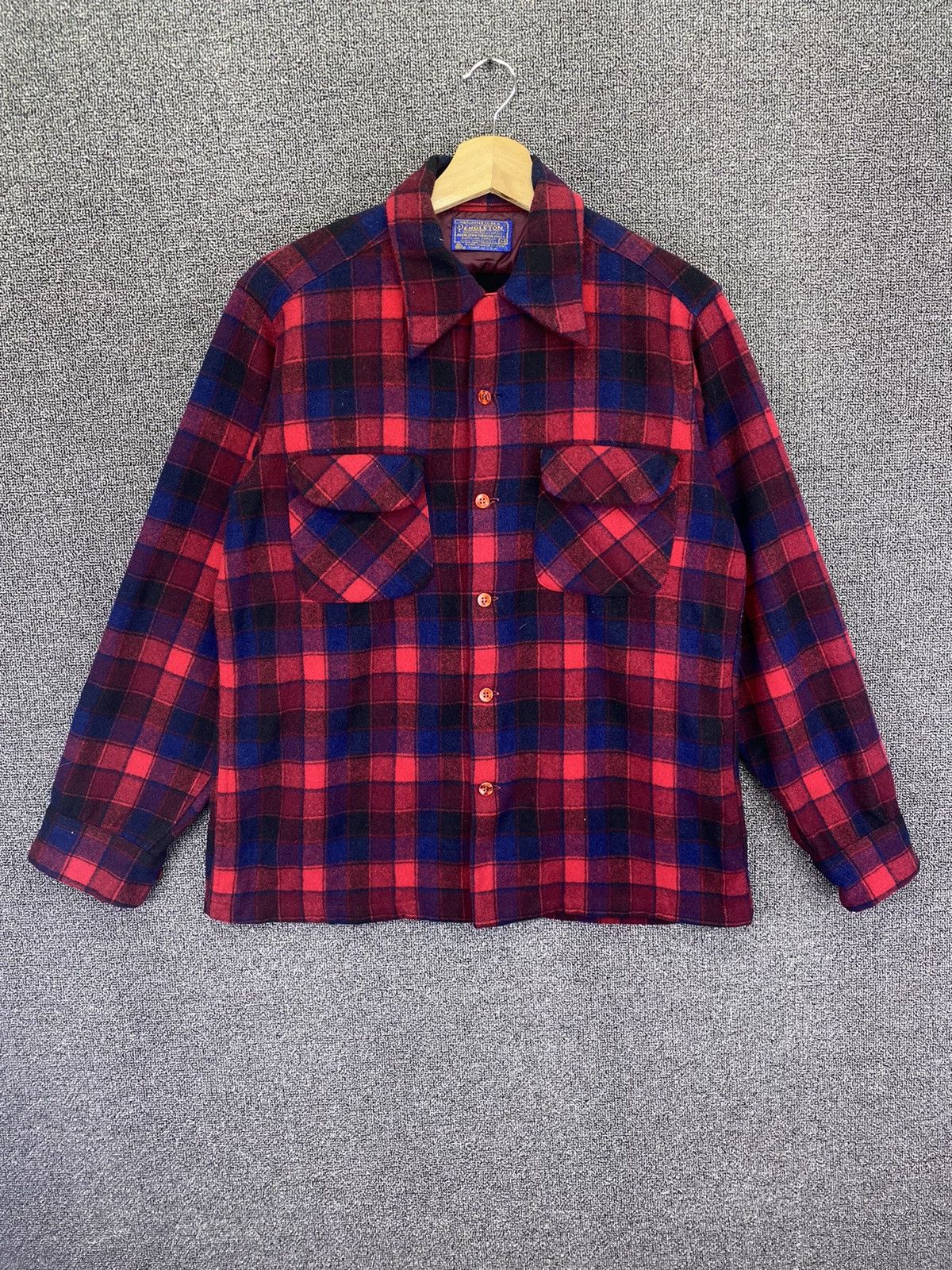 Pendleton Vintage 60s Pendleton Wool Flap Pocket Flannel Checkered Size M / US 6-8 / IT 42-44 - 1 Thumbnail