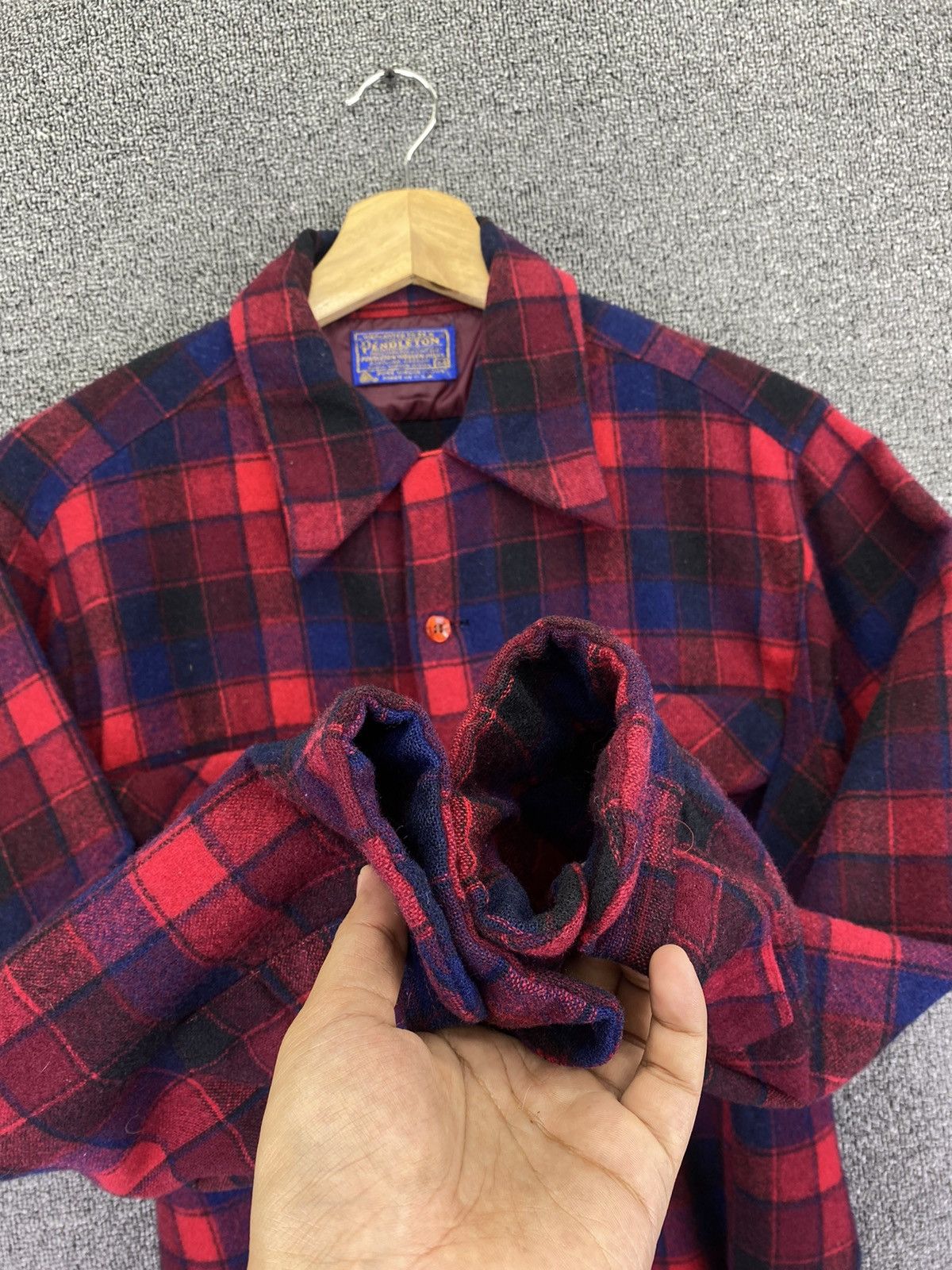 Pendleton Vintage 60s Pendleton Wool Flap Pocket Flannel Checkered Size M / US 6-8 / IT 42-44 - 5 Thumbnail