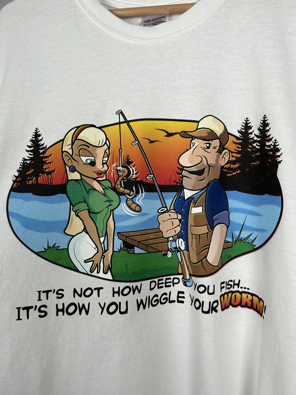 Vintage Vintage Humor Graphic Tee 90s Y2K Fishing Rare Size US L / EU 52-54 / 3 - 3 Thumbnail
