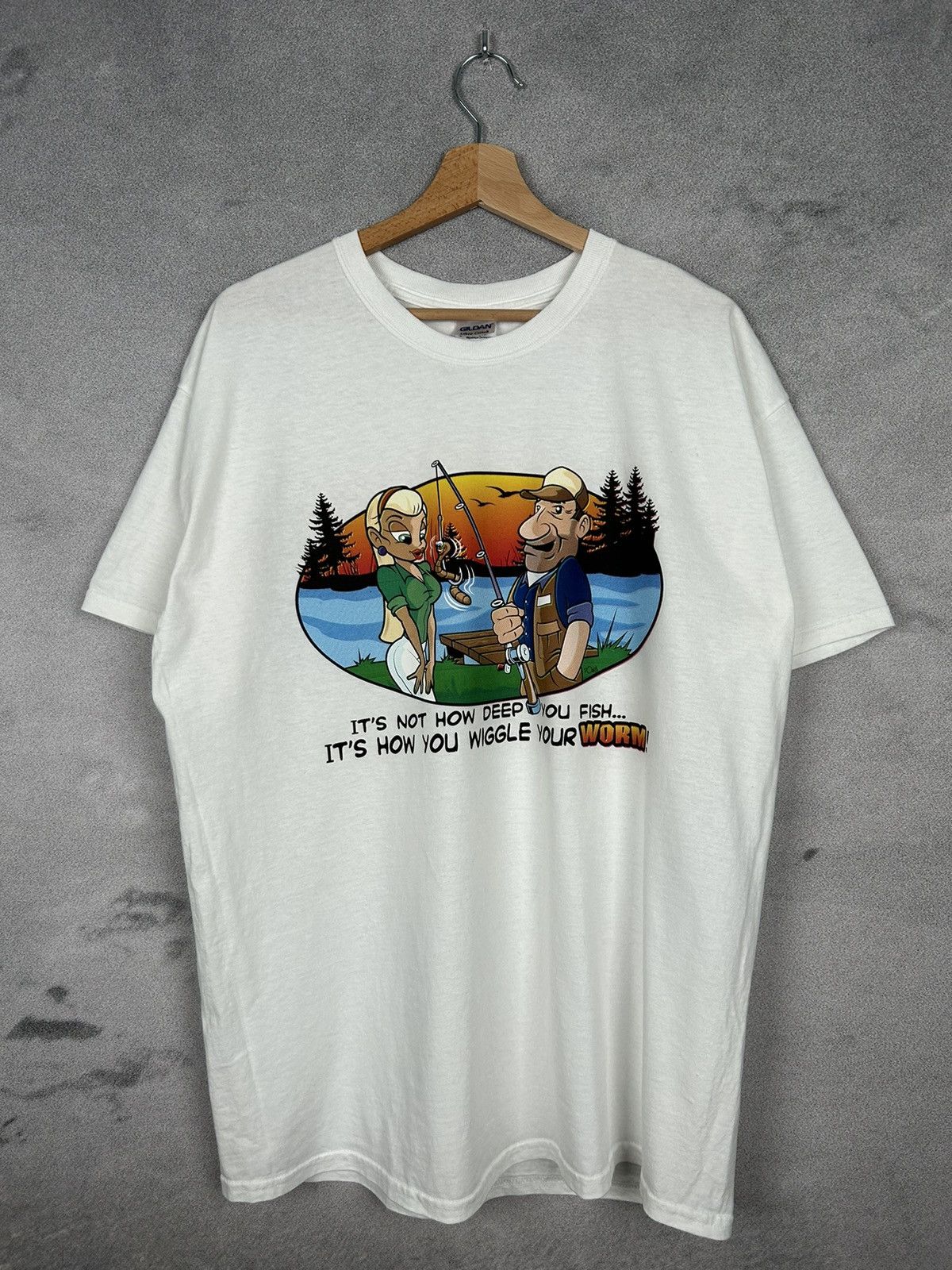 Vintage Vintage Humor Graphic Tee 90s Y2K Fishing Rare Size US L / EU 52-54 / 3 - 1 Thumbnail