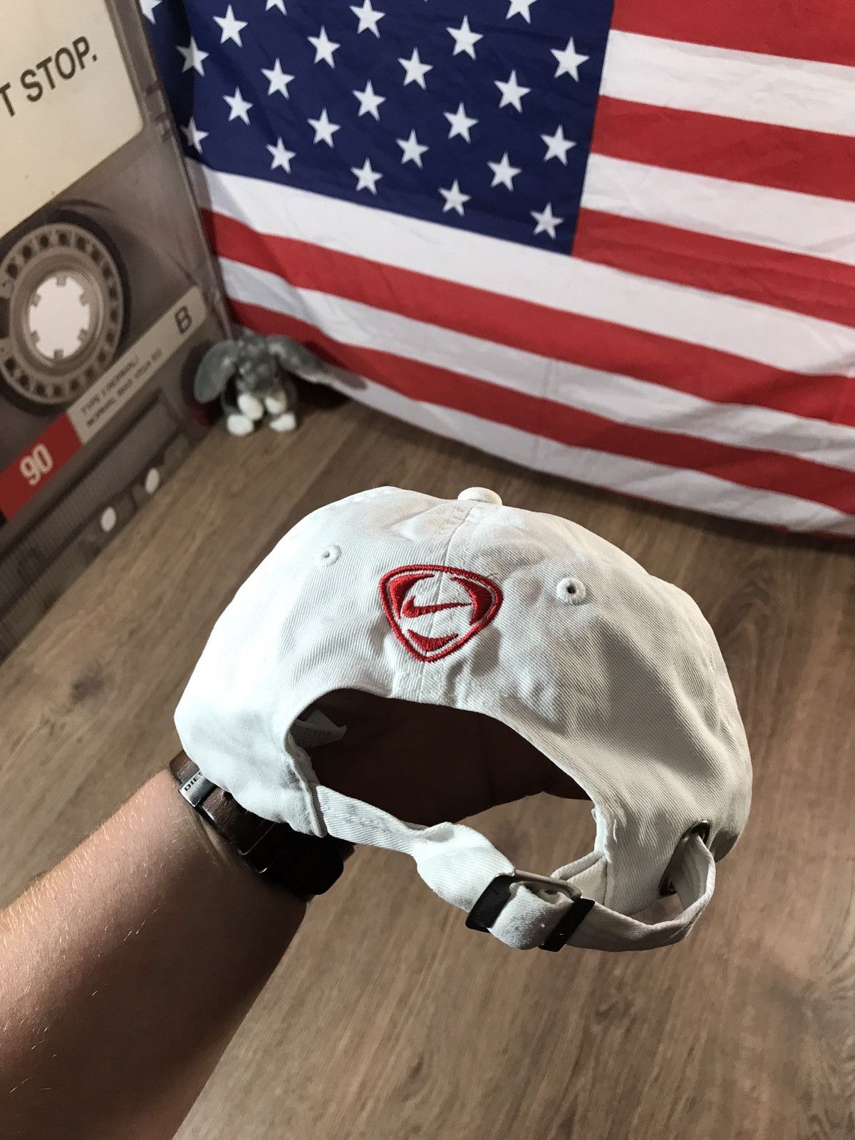 Nike × Vintage Vintage 90s Nike Swoosh withe Cap Hat Size ONE SIZE - 2 Thumbnail