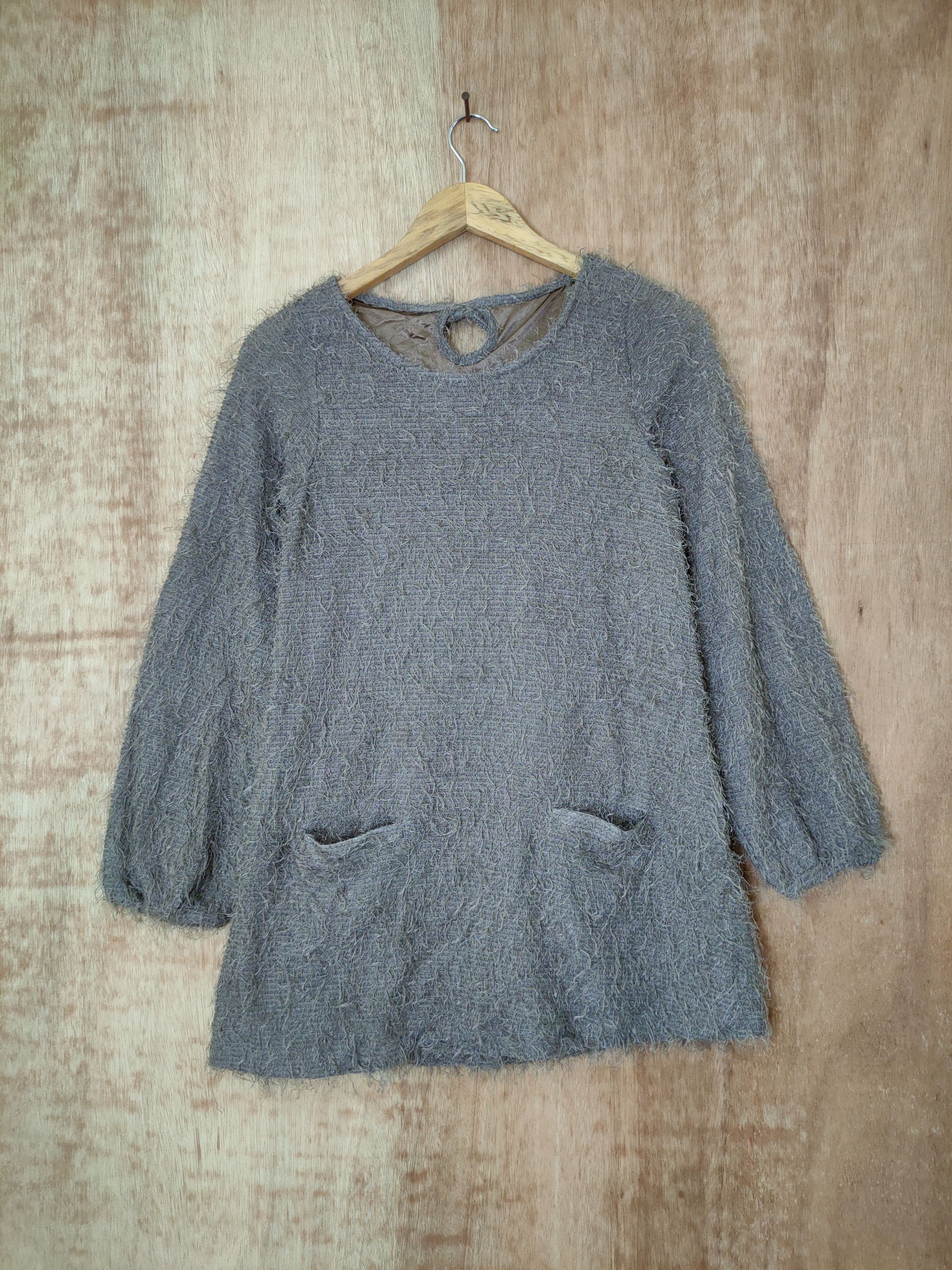 Homespun Knitwear D Vintage grey long mohair fur knitwear shag shaggy #46-463 Size S / US 4 / IT 40 - 1 Thumbnail