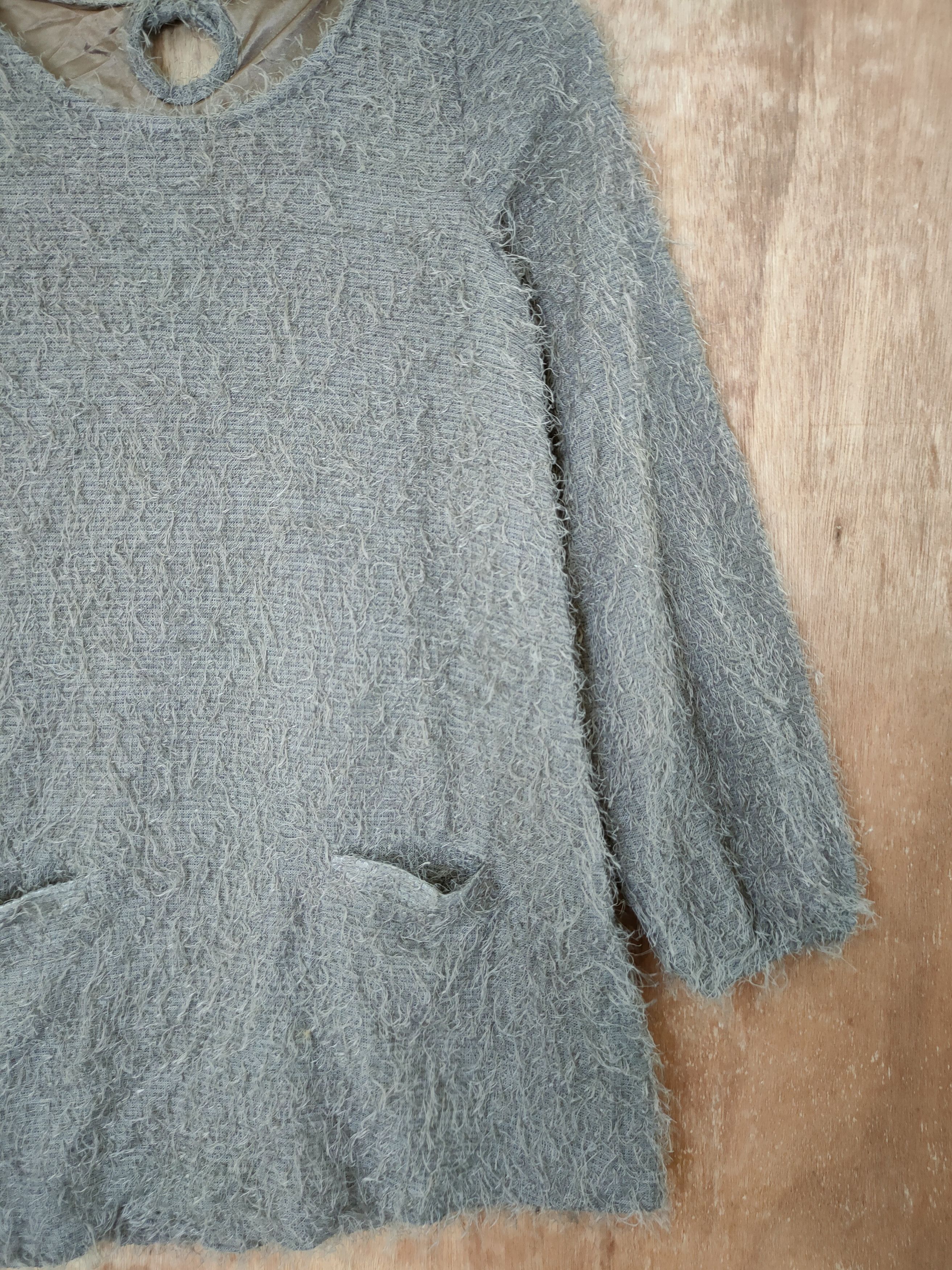 Homespun Knitwear D Vintage grey long mohair fur knitwear shag shaggy #46-463 Size S / US 4 / IT 40 - 3 Thumbnail
