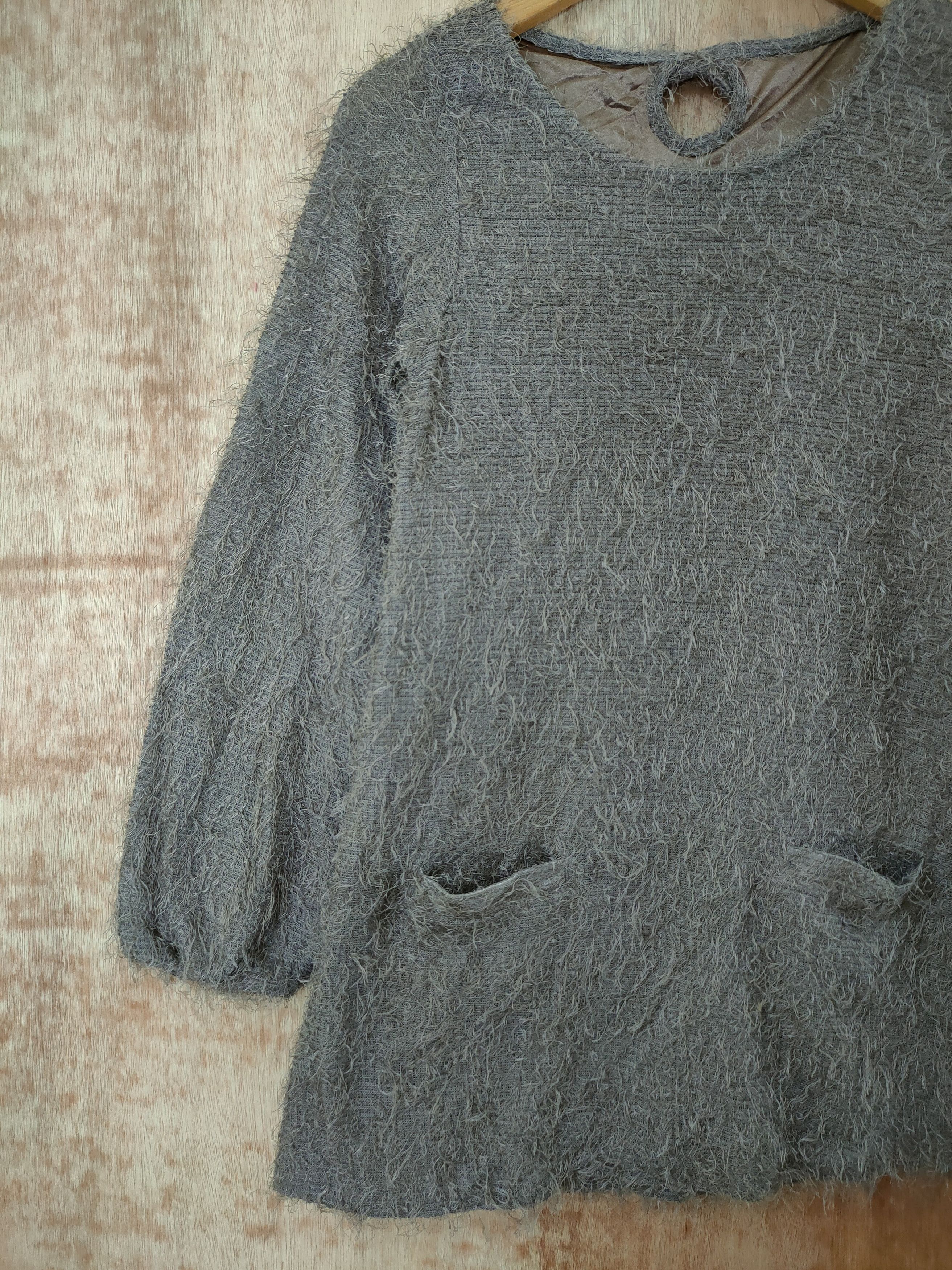 Homespun Knitwear D Vintage grey long mohair fur knitwear shag shaggy #46-463 Size S / US 4 / IT 40 - 2 Thumbnail