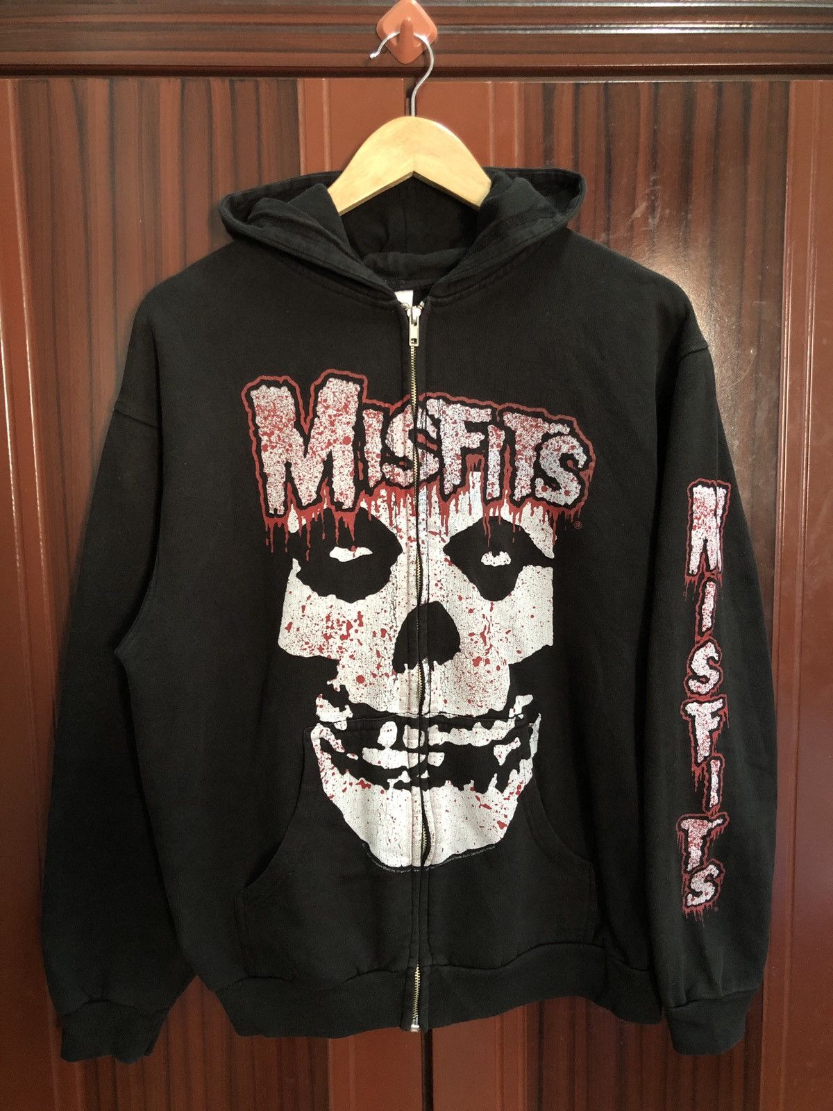 image of Band Tees x Misfits Vintage 2007 Misfits American Punk Rock Band Zip Hoodie in Black (Size Medium)