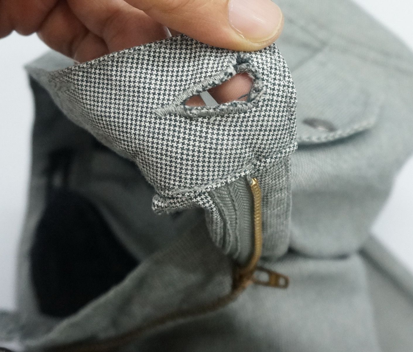 Japanese Brand ROOT THREE Low Rise Flare Leg Houndstooth Light Cargo Pants Size US 29 - 21 Thumbnail