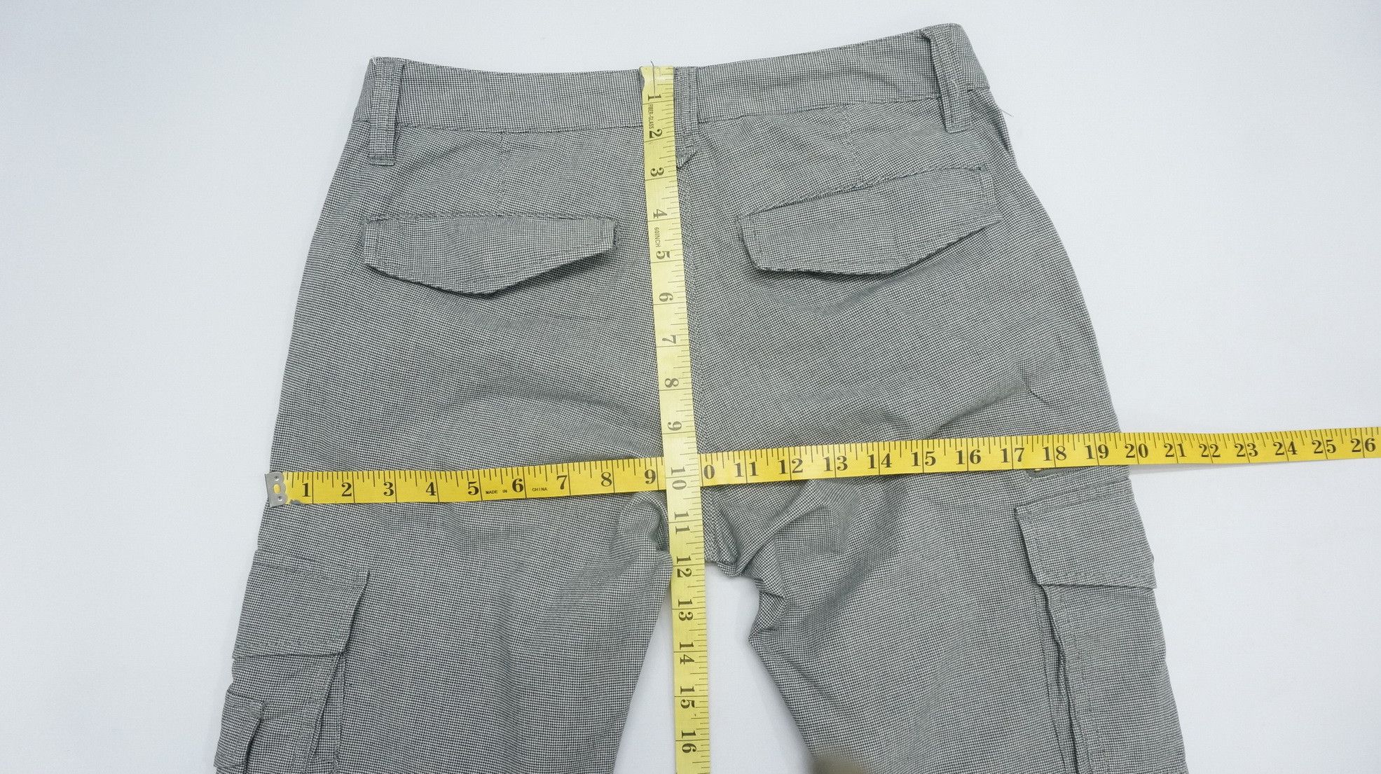 Japanese Brand ROOT THREE Low Rise Flare Leg Houndstooth Light Cargo Pants Size US 29 - 18 Thumbnail