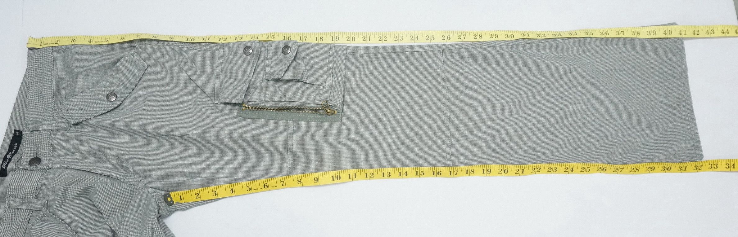 Japanese Brand ROOT THREE Low Rise Flare Leg Houndstooth Light Cargo Pants Size US 29 - 15 Thumbnail