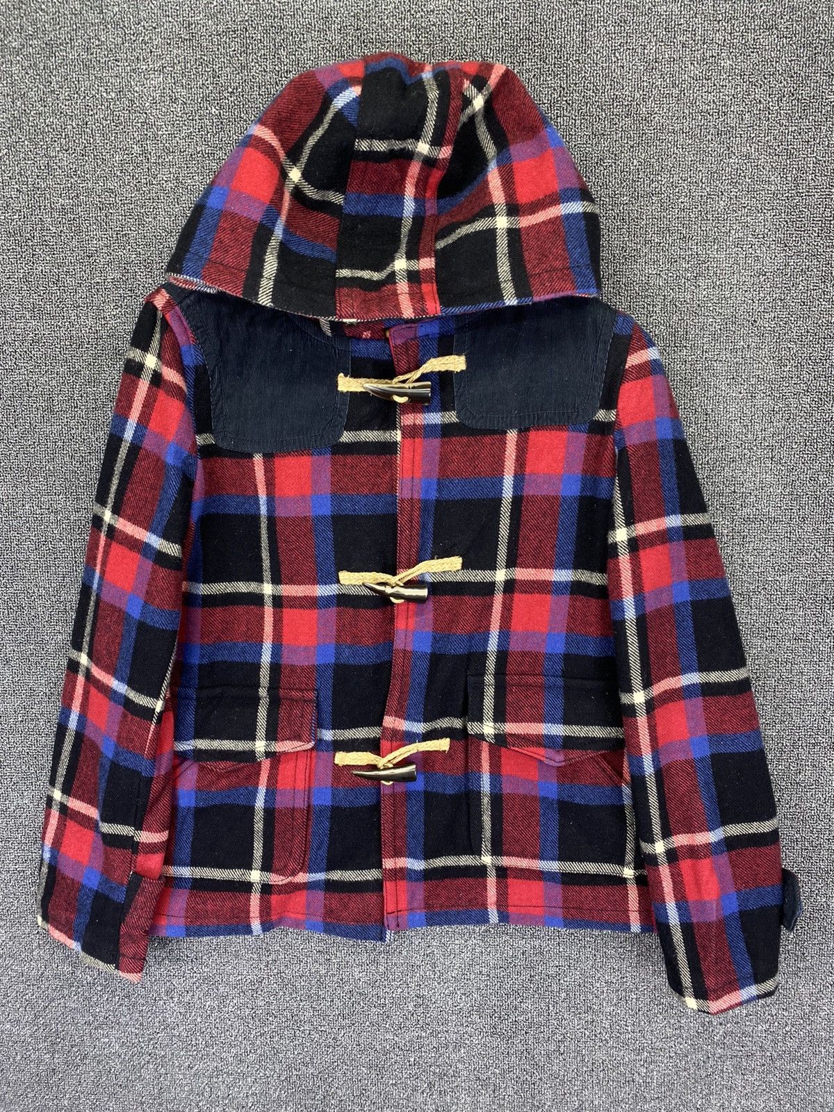 Levi's Levis Shadow Plaid Wool Duffle Coats Hooded Jacket Size M / US 6-8 / IT 42-44 - 1 Thumbnail