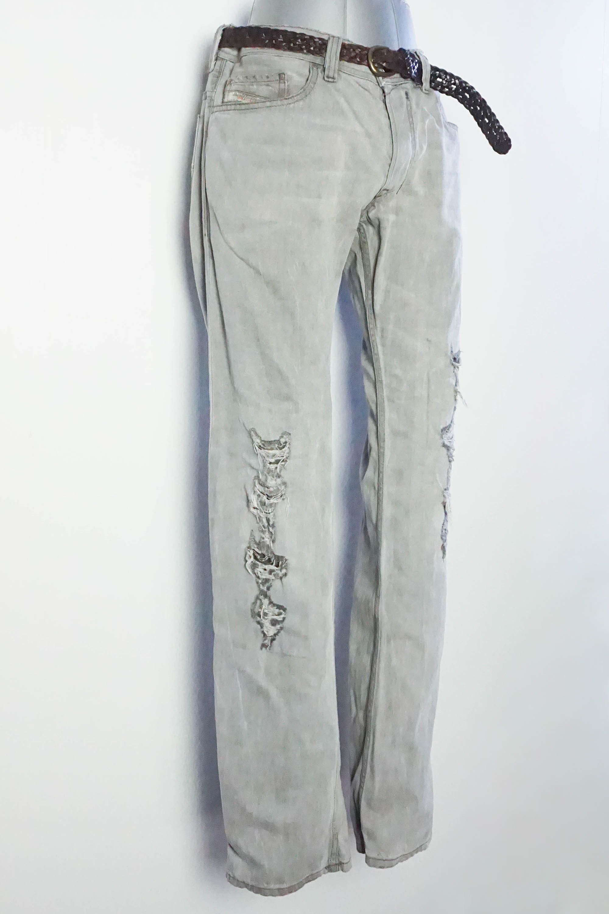 Diesel DIESEL Low Rise Ripped Grey Button Fly Jeans Size US 34 / EU 50 - 15 Thumbnail