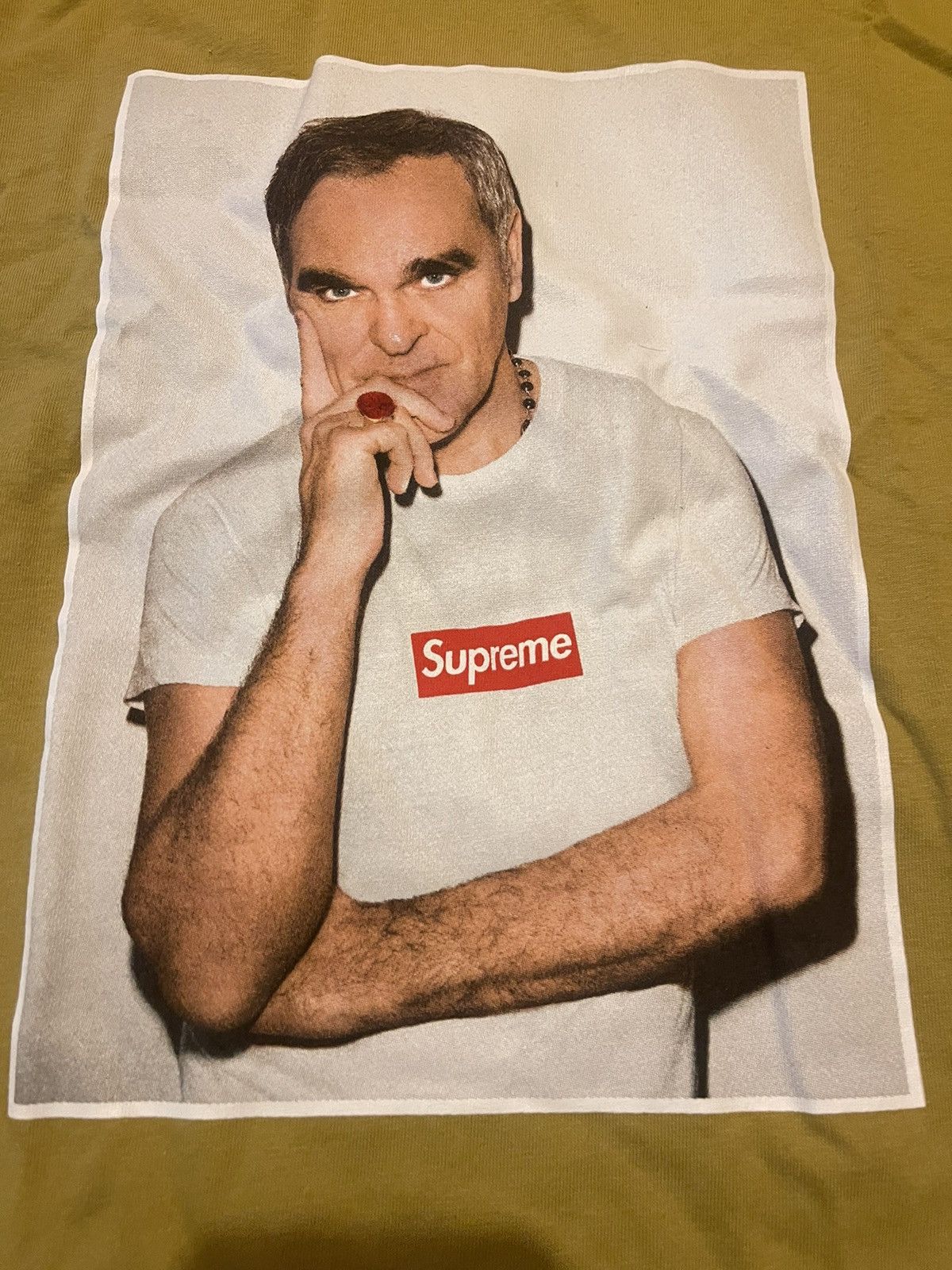 image of Supreme Morrissey Photo Tee Deadstock Dark Gold, Men's (Size XL)