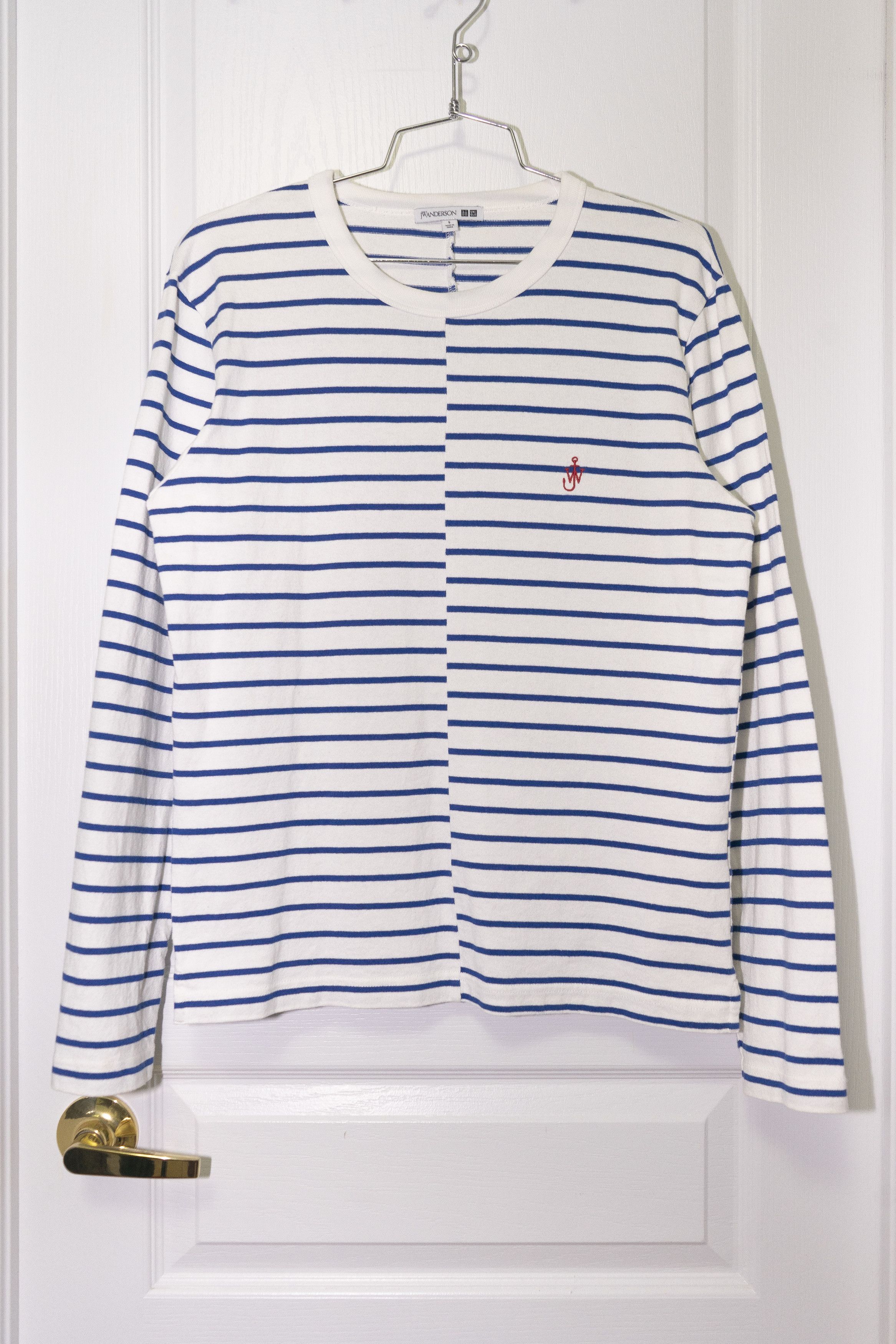 Cut & Sew Striped Longsleeve - White/Blue - Sz S