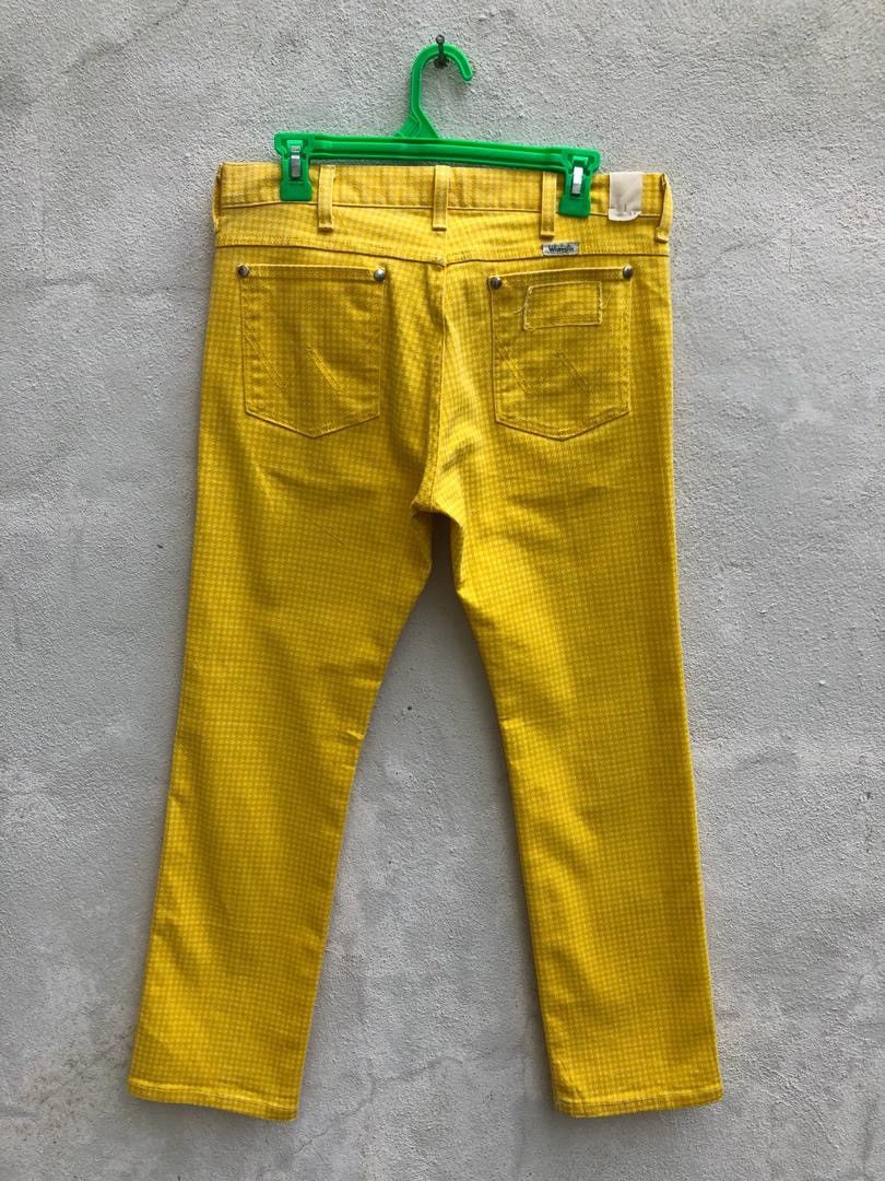 N.Hoolywood N. Hoolywood X Wrangler Yellow Houndstooth Cropped Denim Size US 31 - 7 Thumbnail